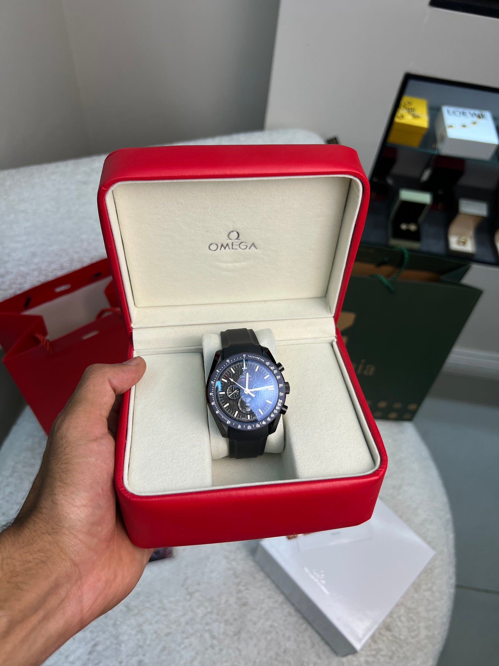 سبيدماستر واجهة القمر سيراميك أسود 44.25 مم Speedmaster Moonphase Black Ceramic