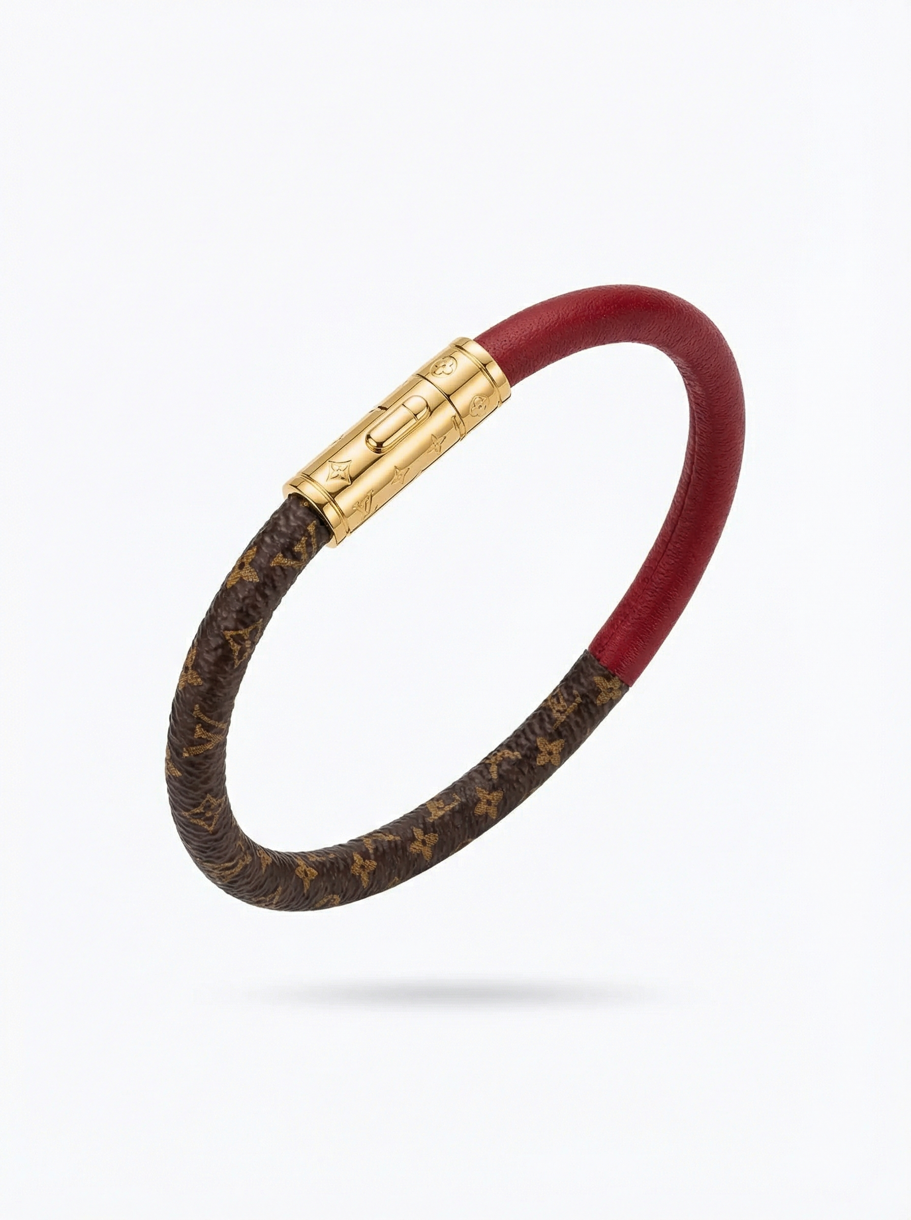 سوار جلد LV احمر في البني