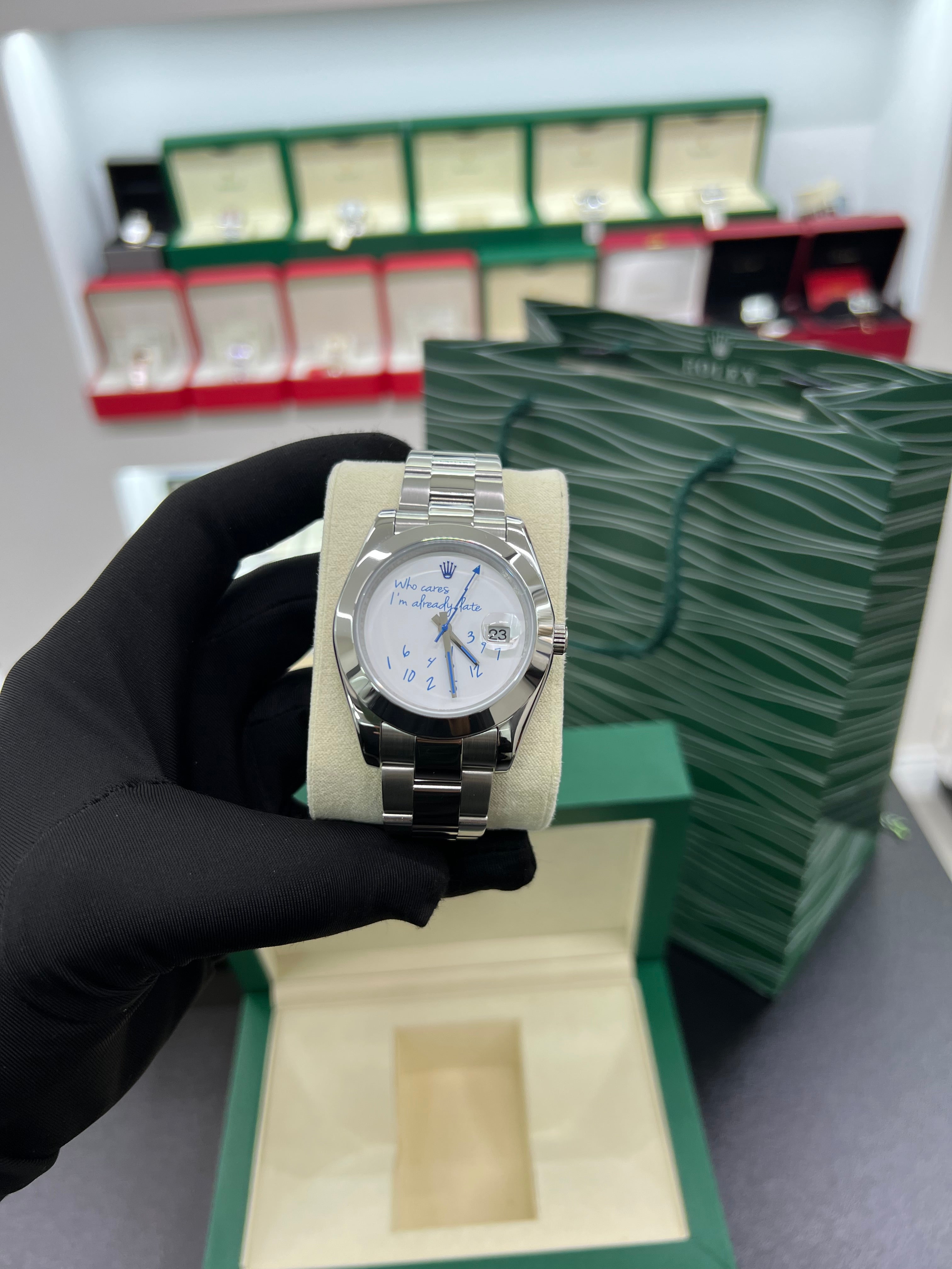 Who cares blue stainless steel 41mm