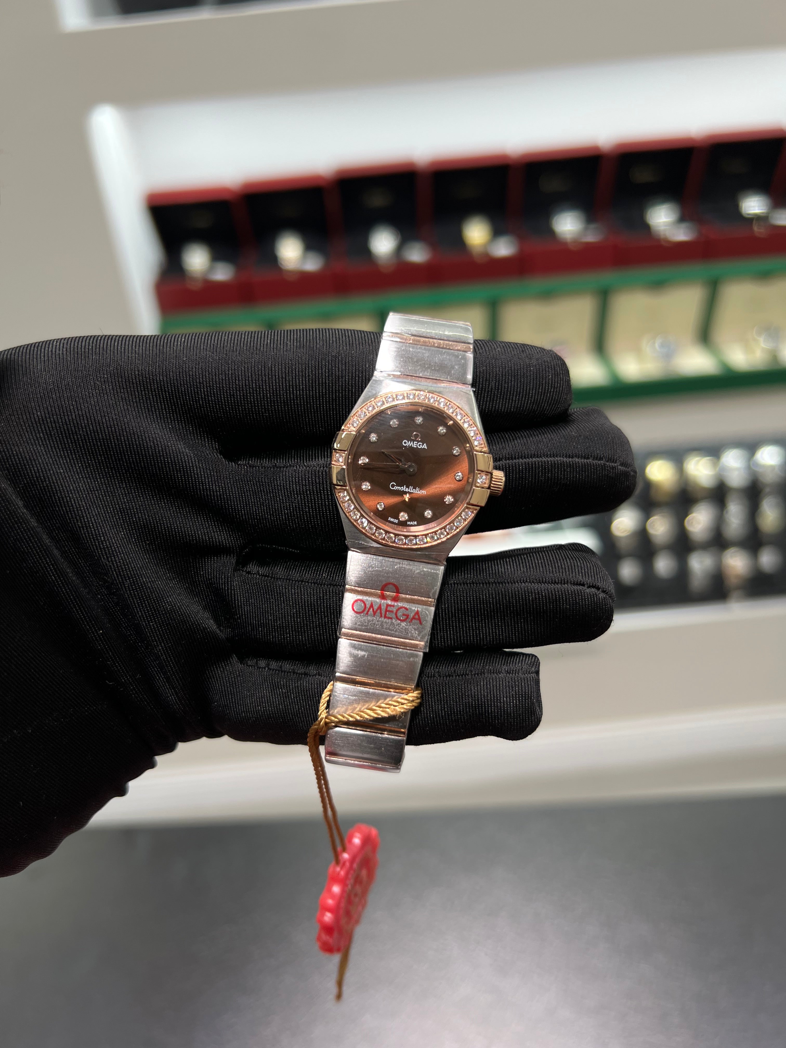 Constellation watch with a shiny honey-colored dial