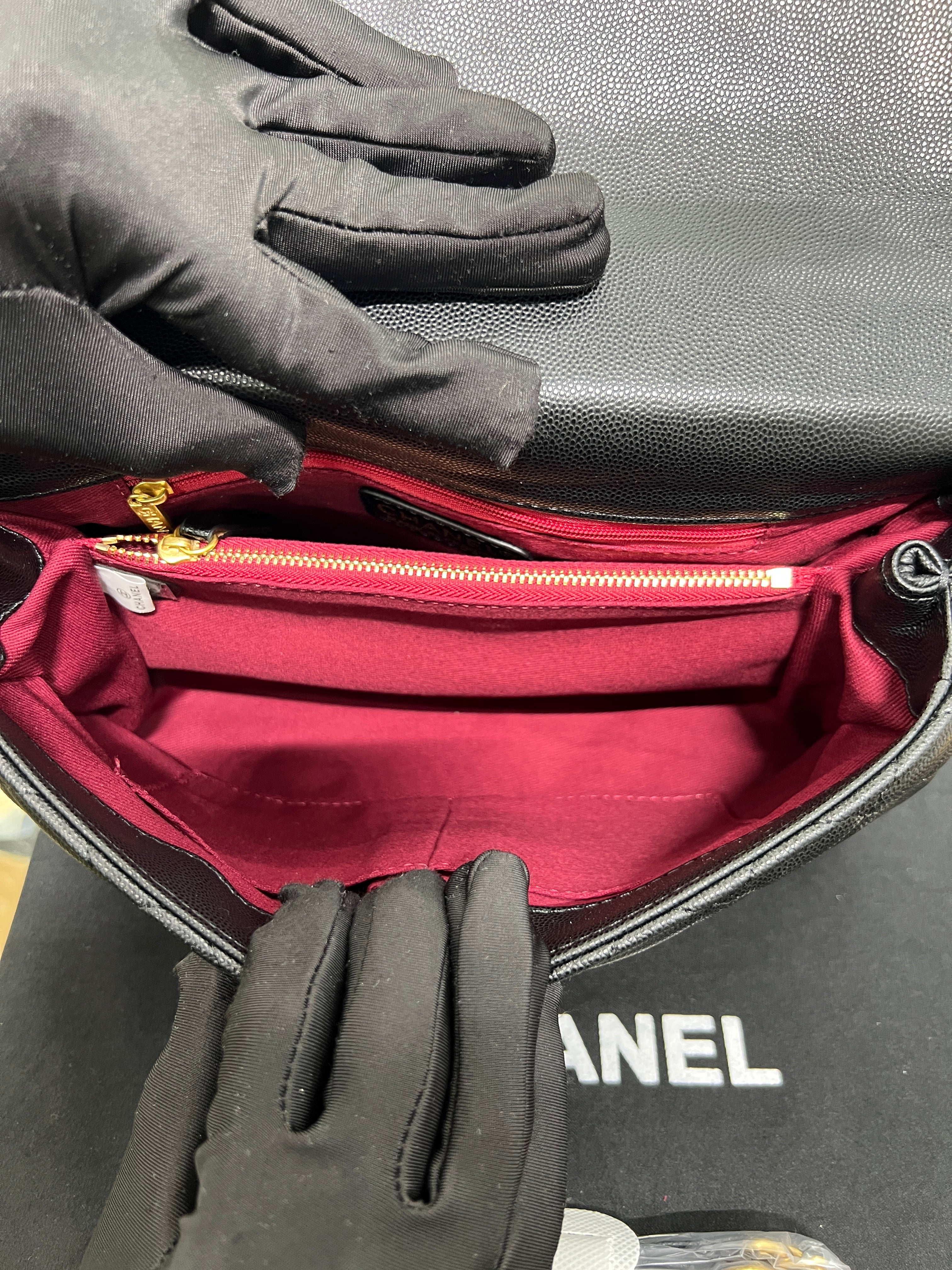 Handle Flap Bag – Caviar Leather (Black)
