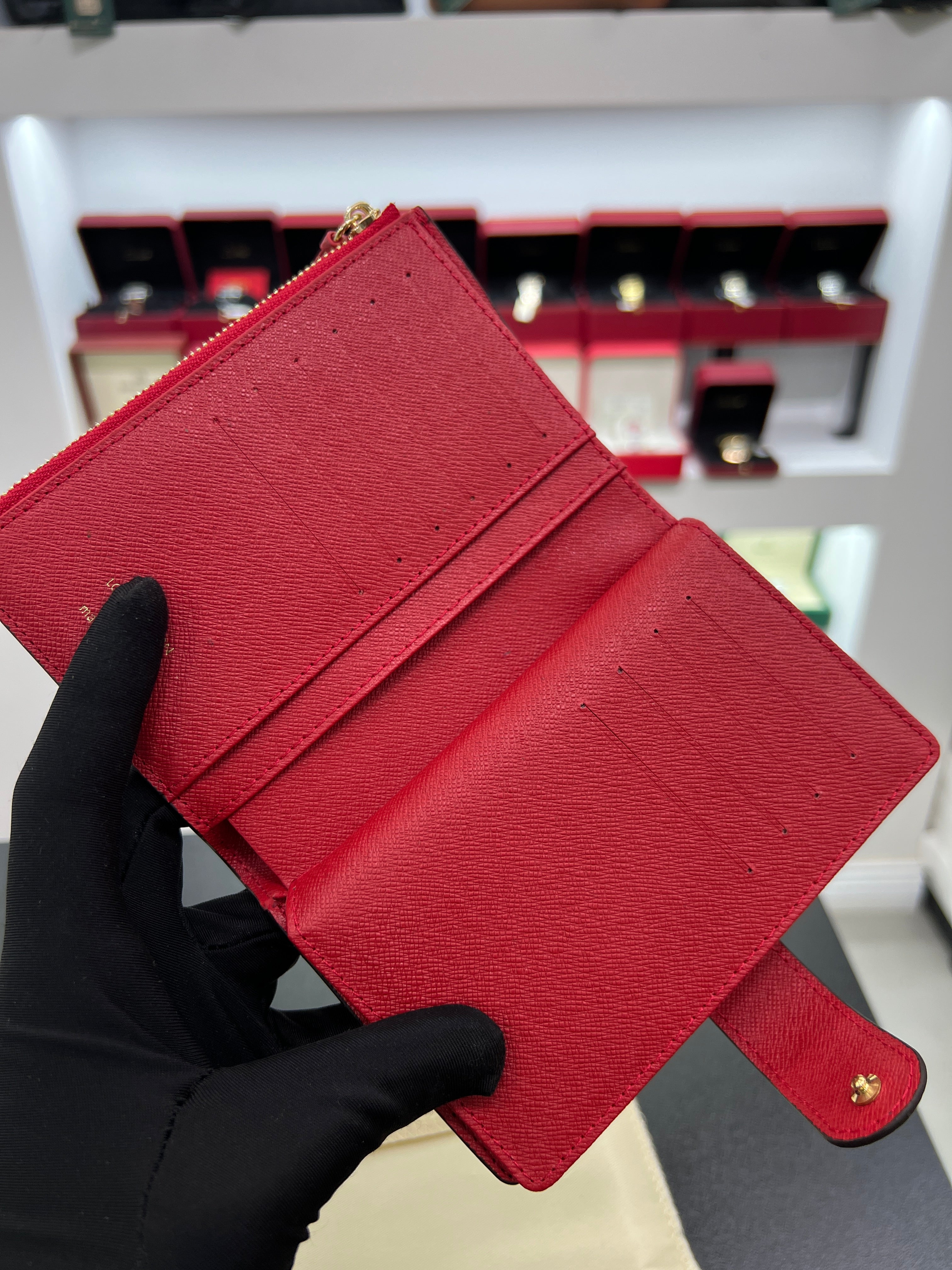 Victorine Wallet – Monogram Canvas with Red Interior