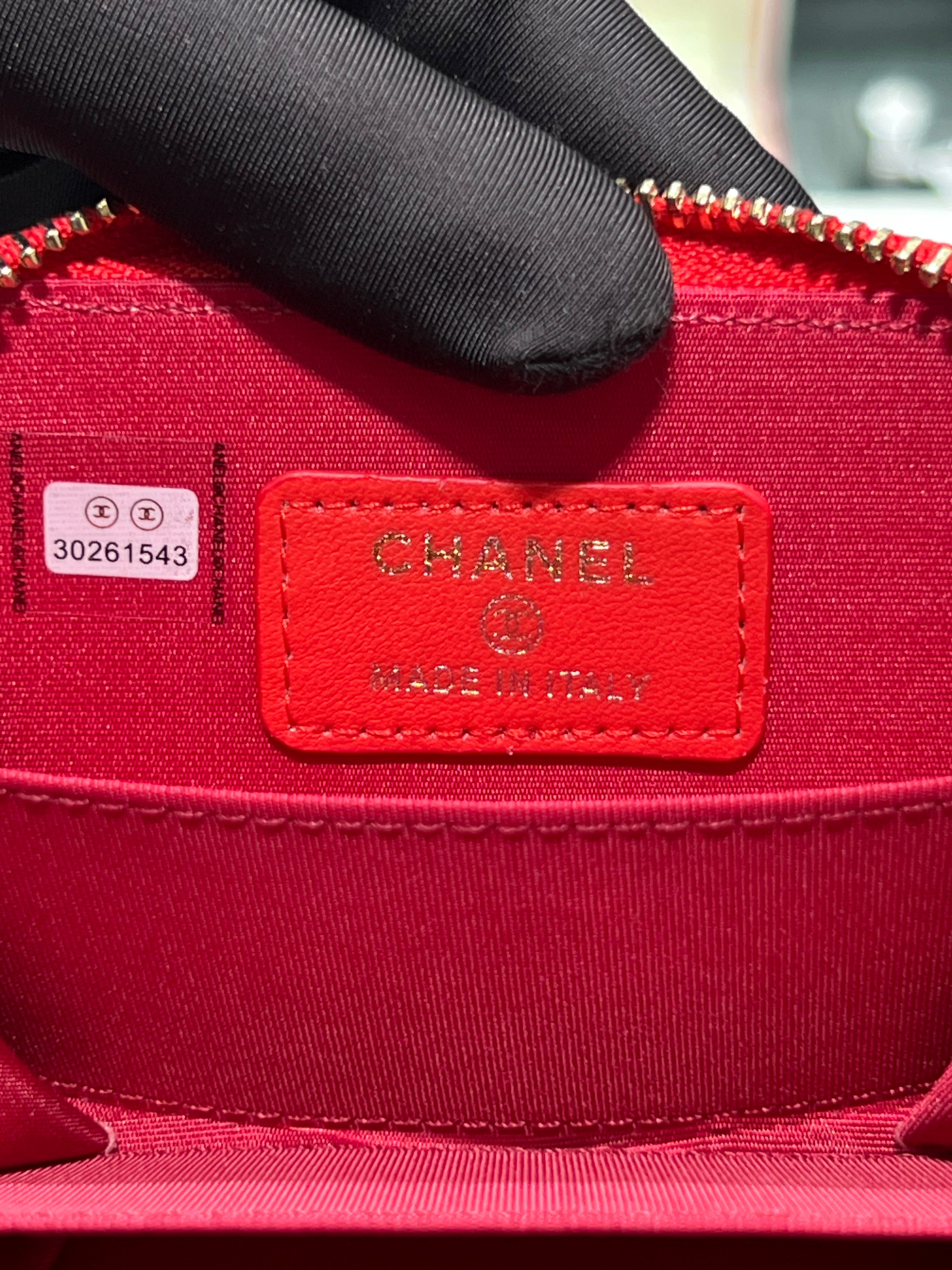 Chanel red leather wallet