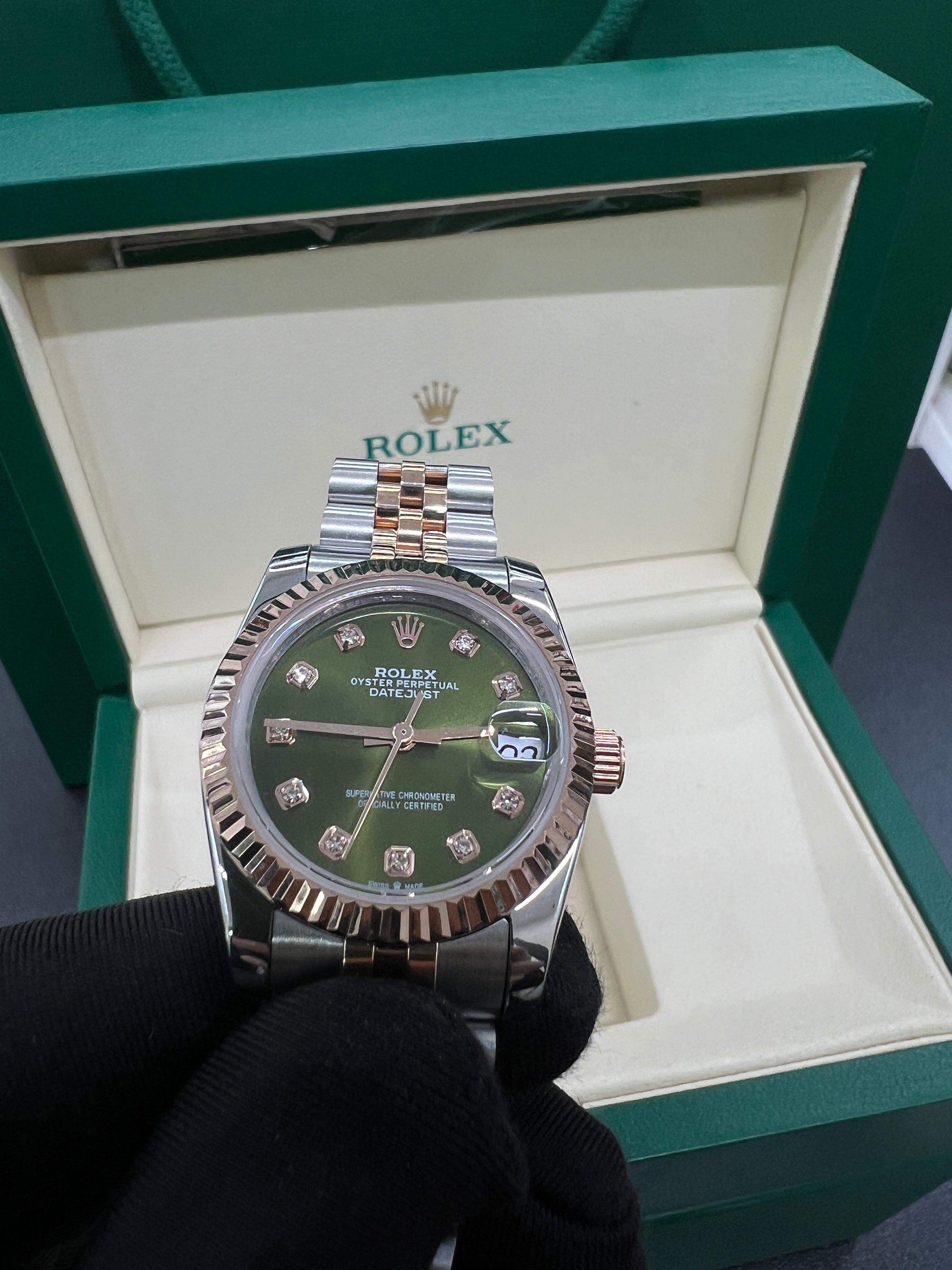 31 Green Dial Diamond Markers – Two Tone Jubilee