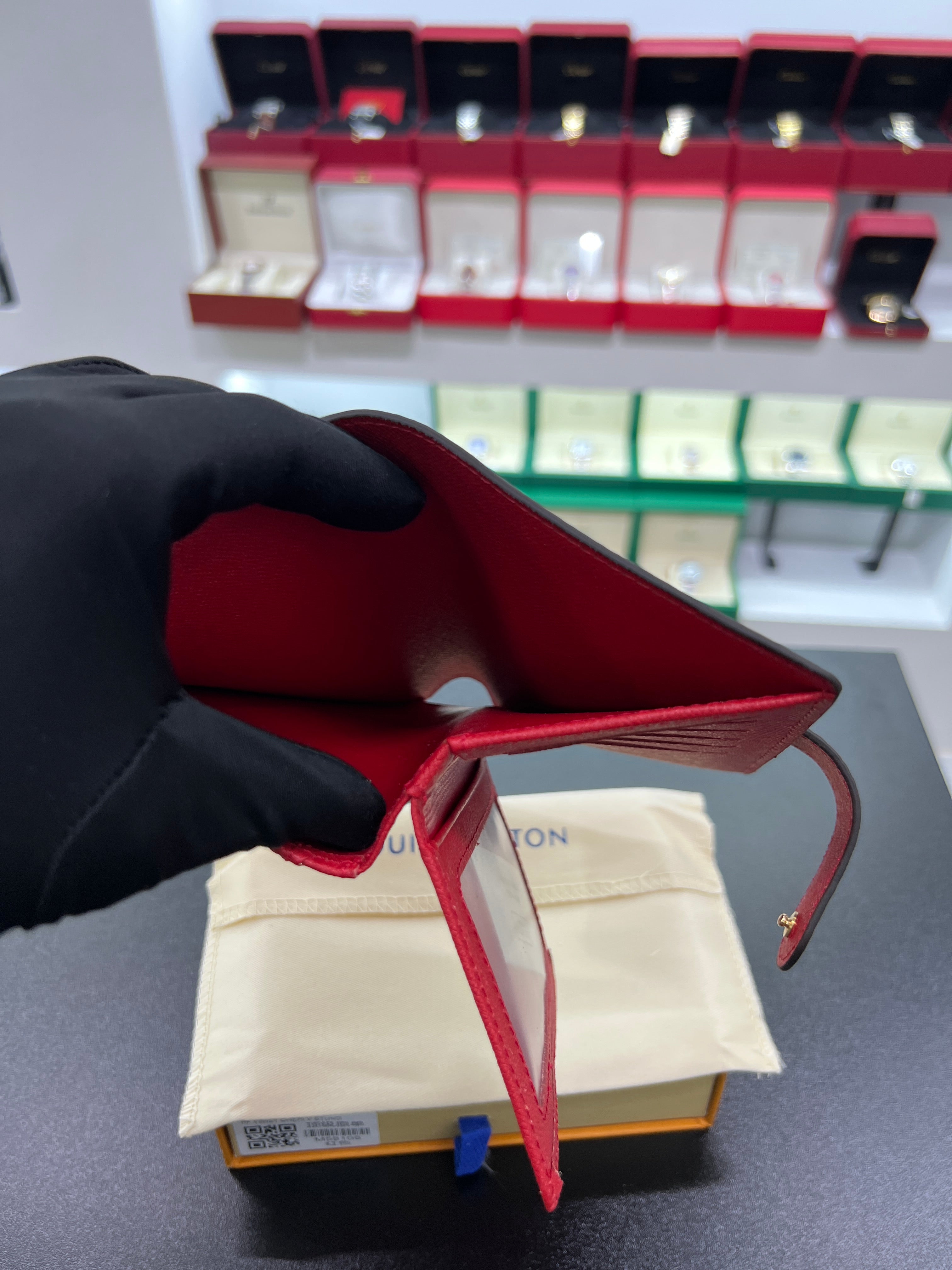 Victorine Wallet – Monogram Canvas with Red Interior