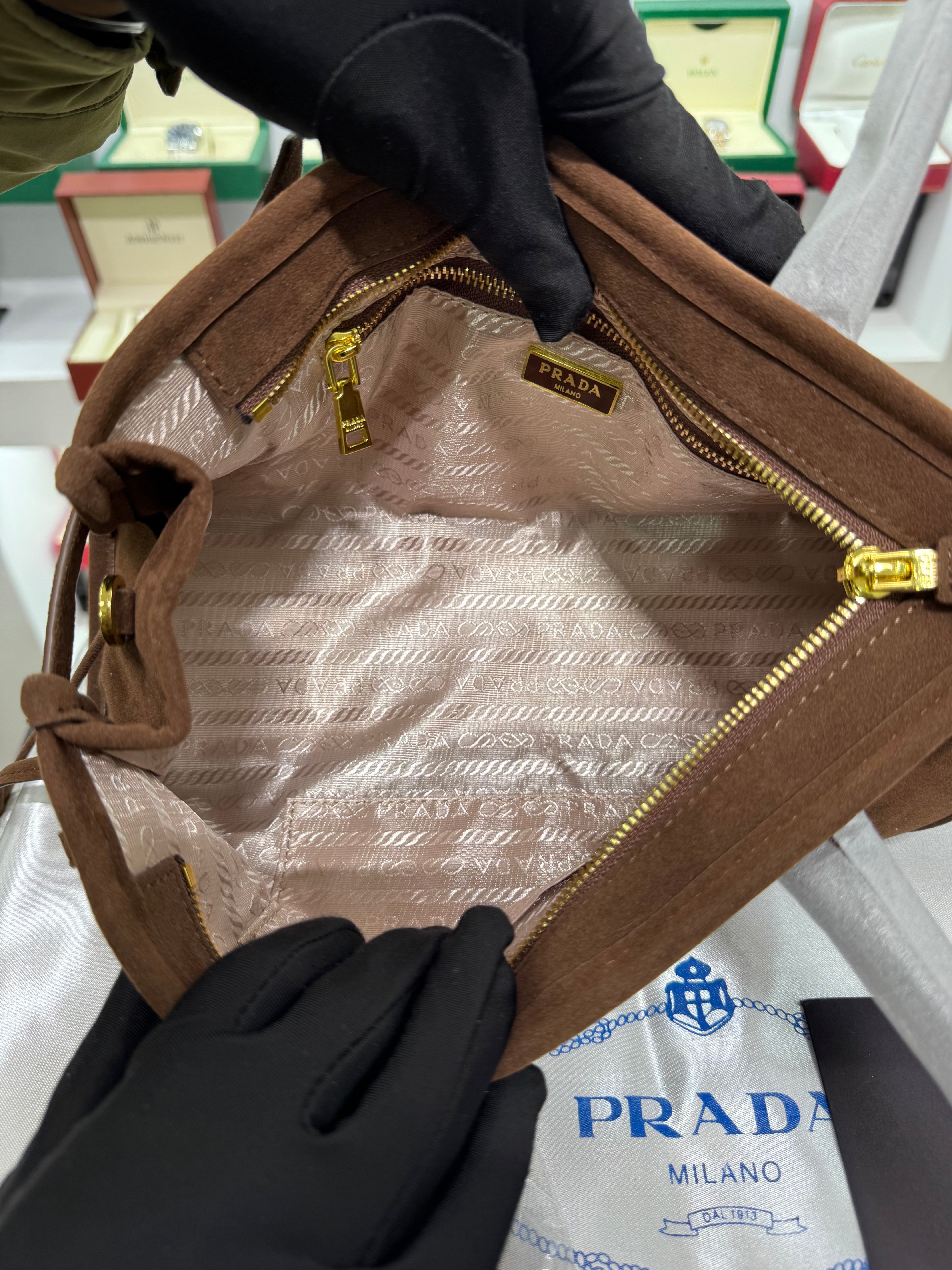 Suede Belted Top-Handle medium Bag