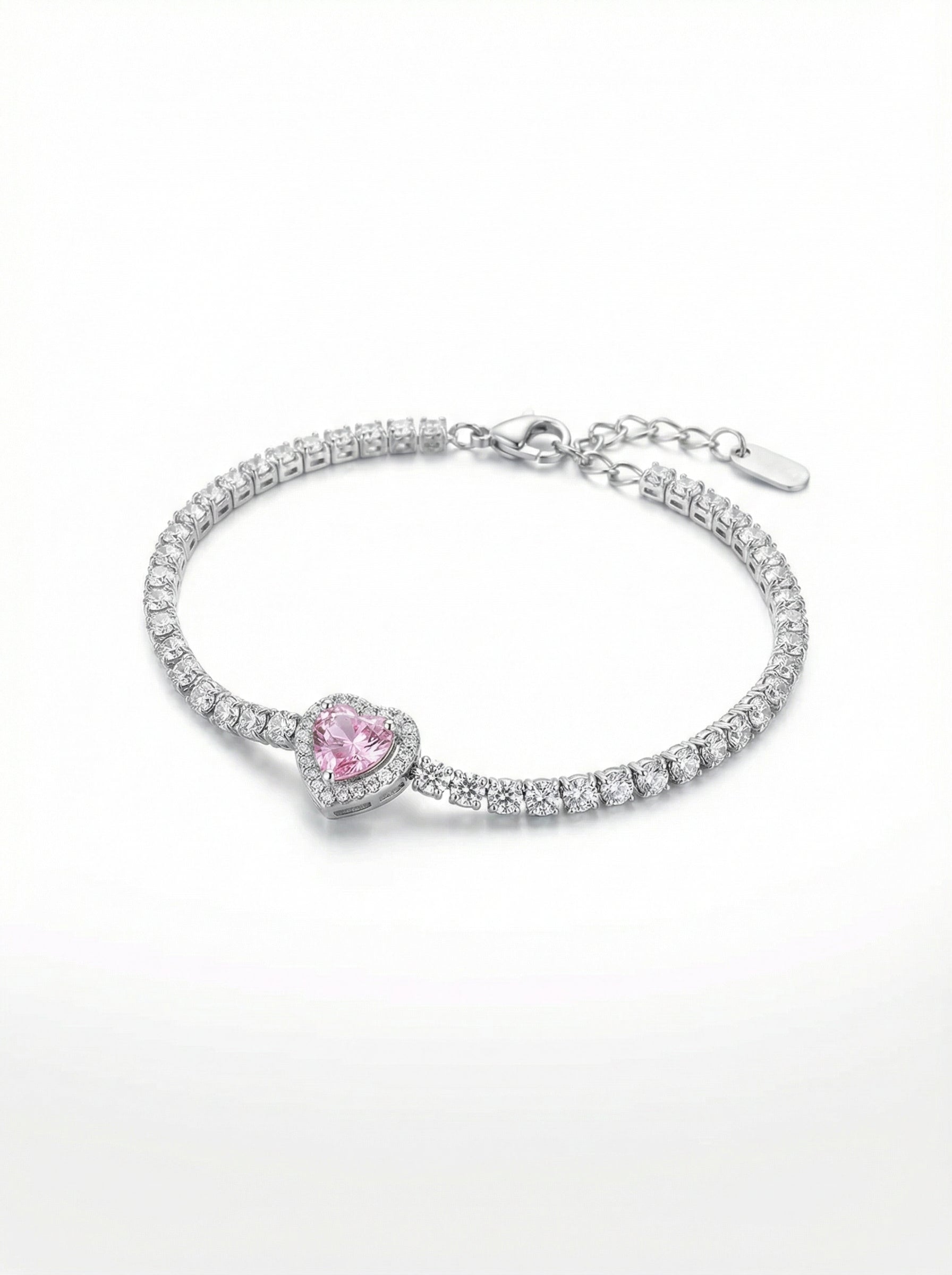 Heart Crystal Tennis Bracelet(rose)
