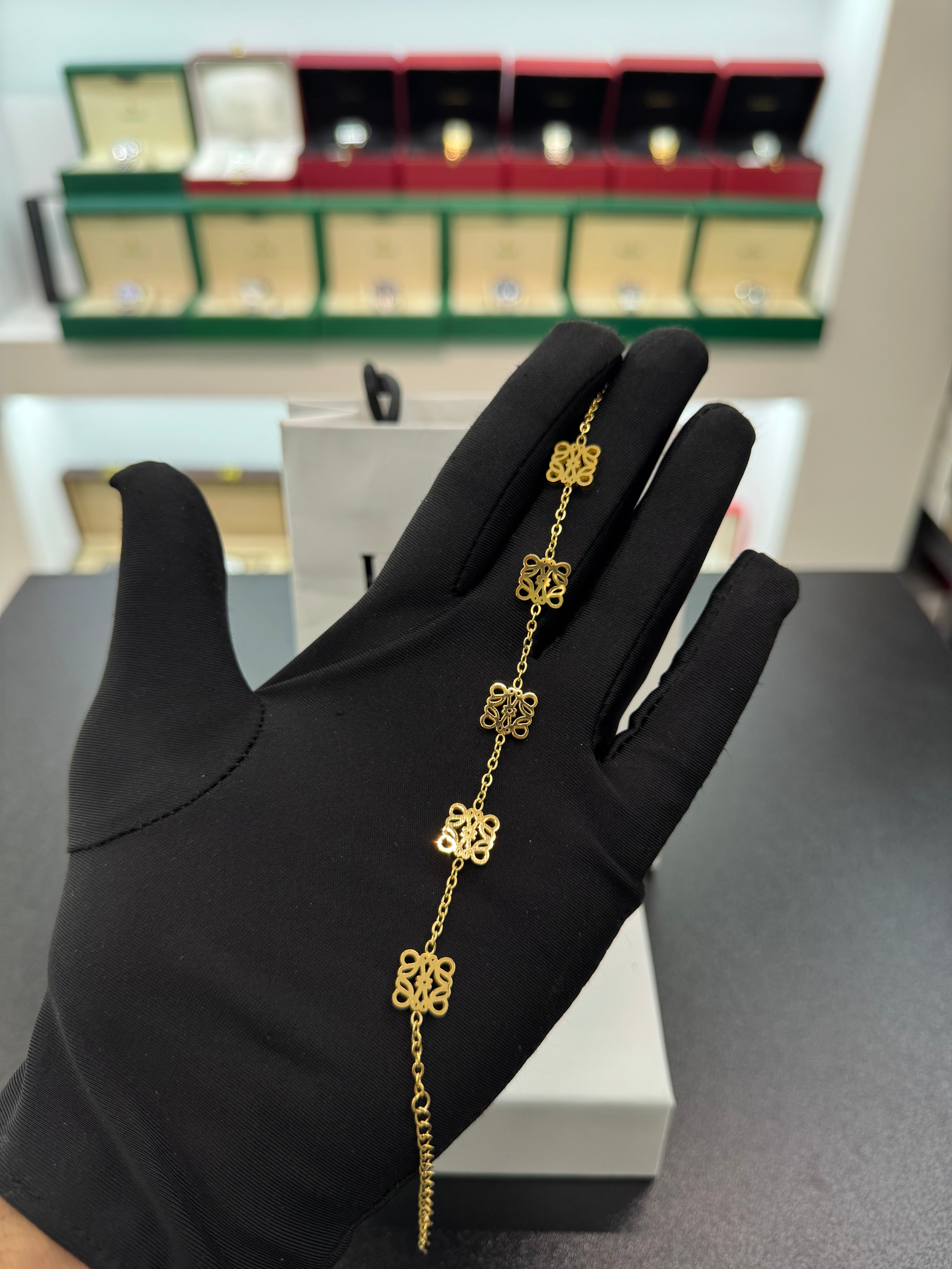 Floral Charm Gold Bracelet