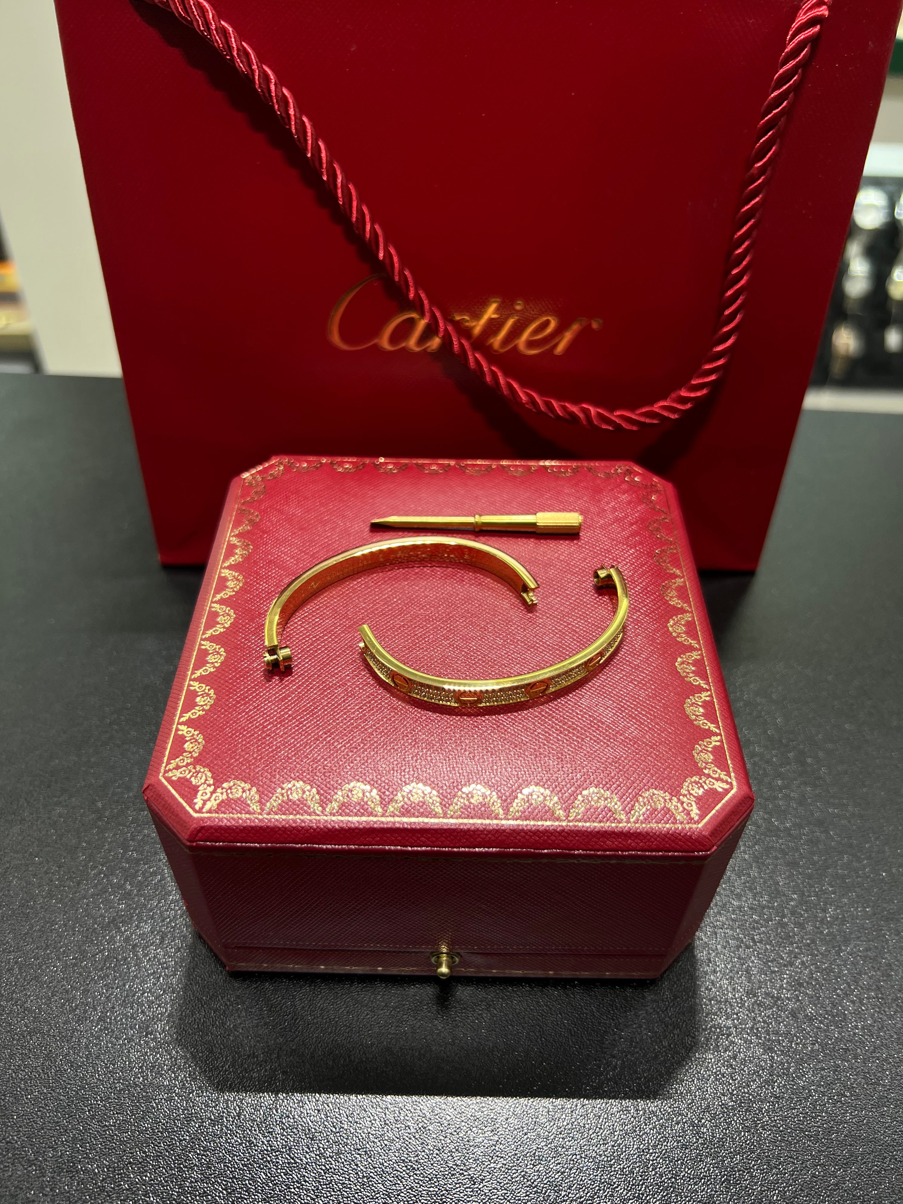 سوار Cartiėr LOVE دايموند ذهبي مقاس 16