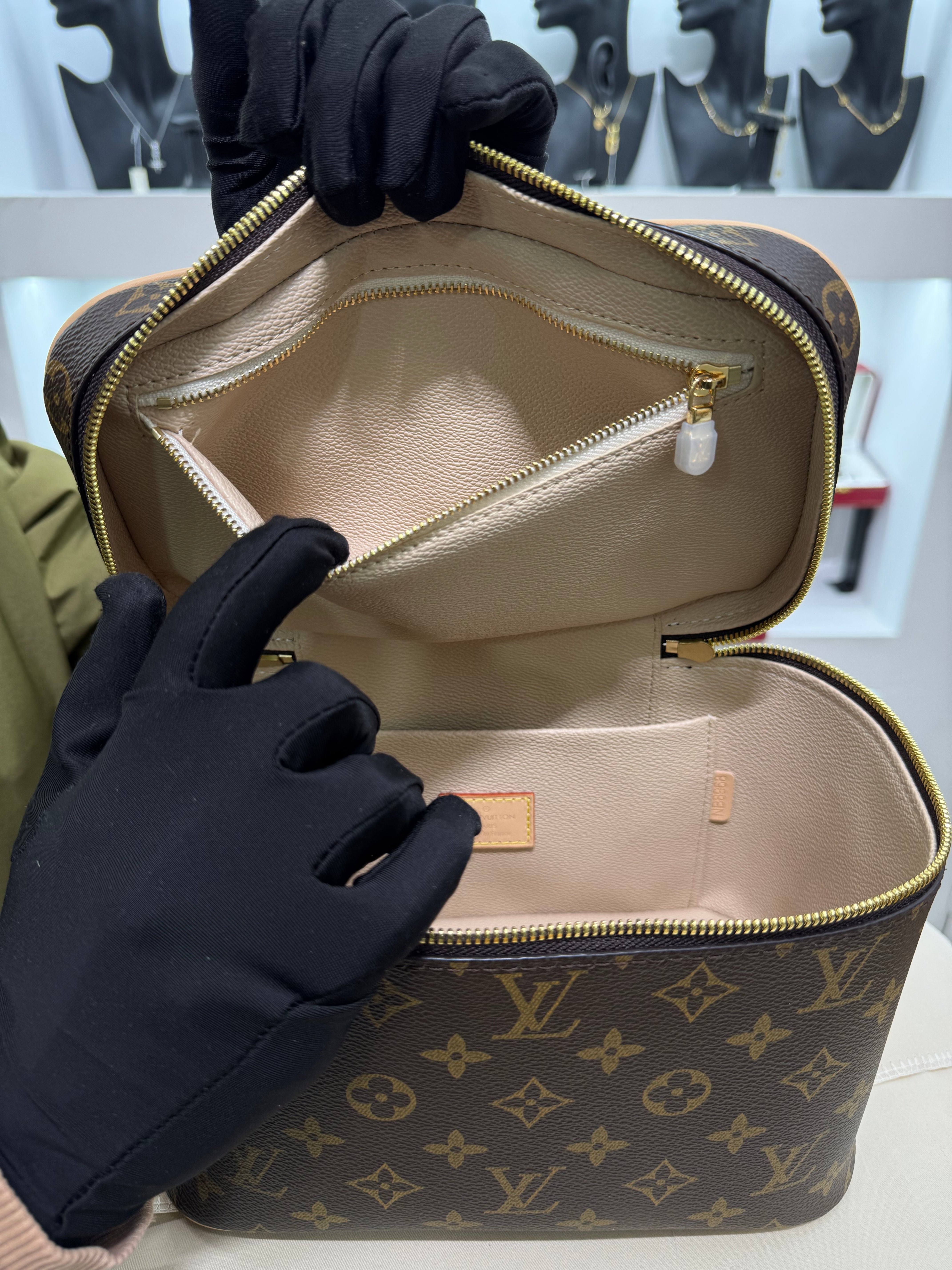 Nice BB Monogram Canvas Cosmetic Bag Brown