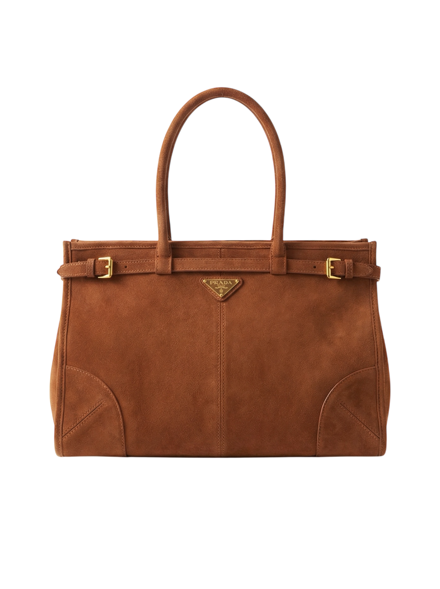 Suede Belted Top-Handle large Bag
