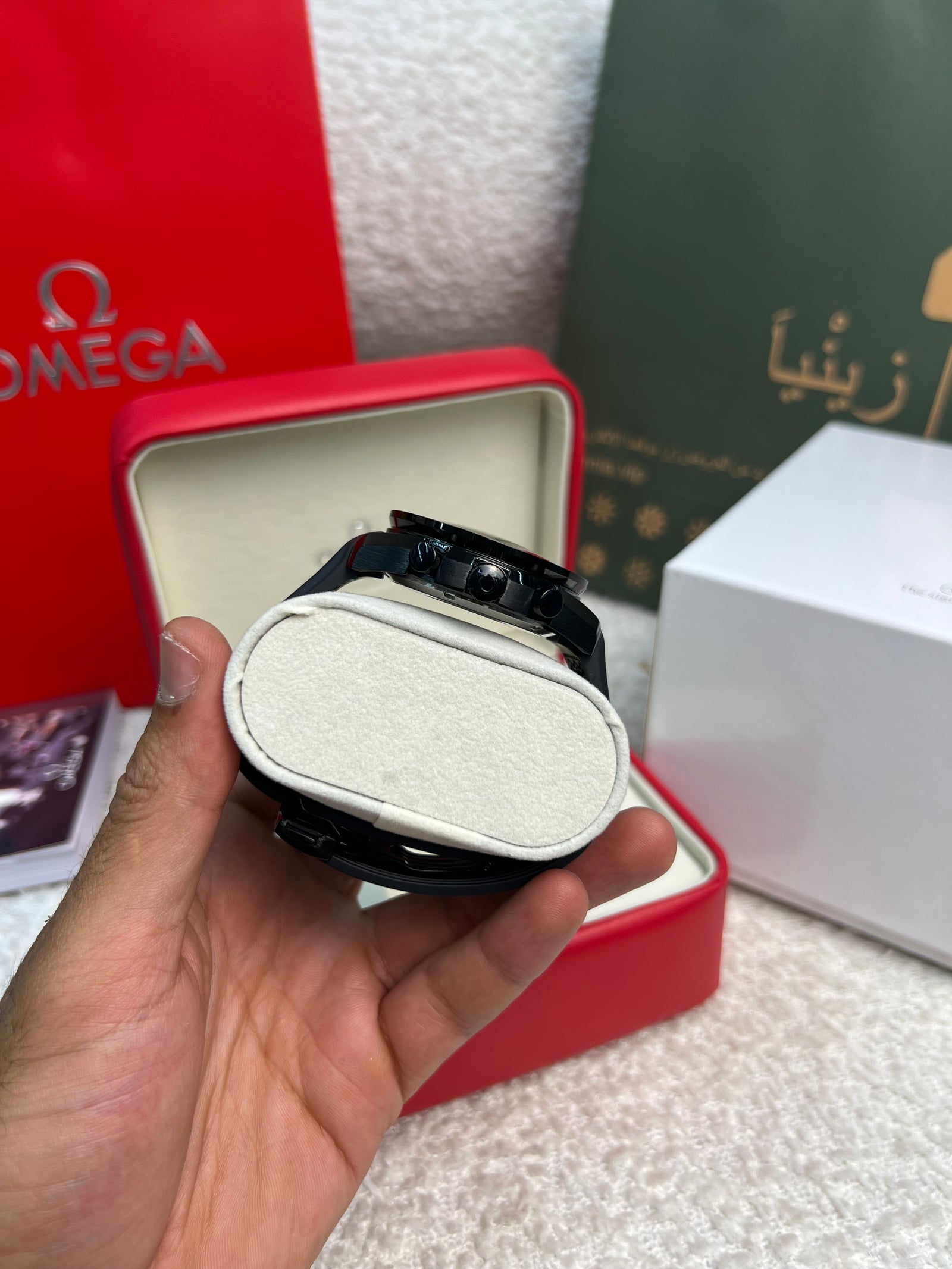 سبيدماستر واجهة القمر سيراميك أسود 44.25 مم Speedmaster Moonphase Black Ceramic