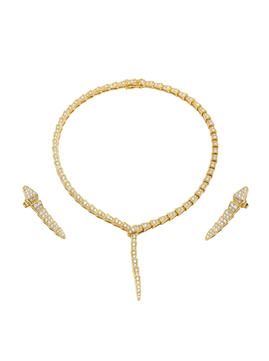 Serpenti-Inspired Drop Necklace Set studded (خراص طويل)