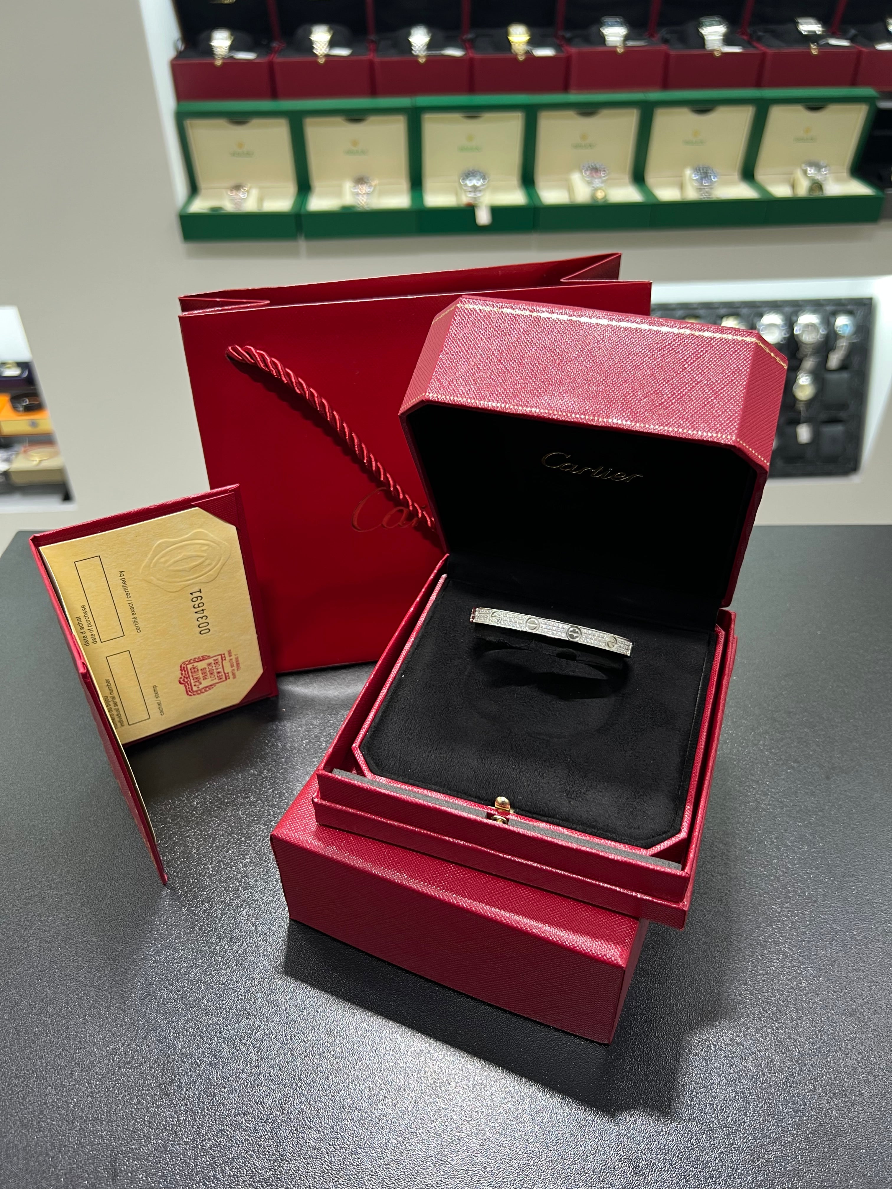 سوار Cartiėr LOVE  دايموند فضي مقاس 16