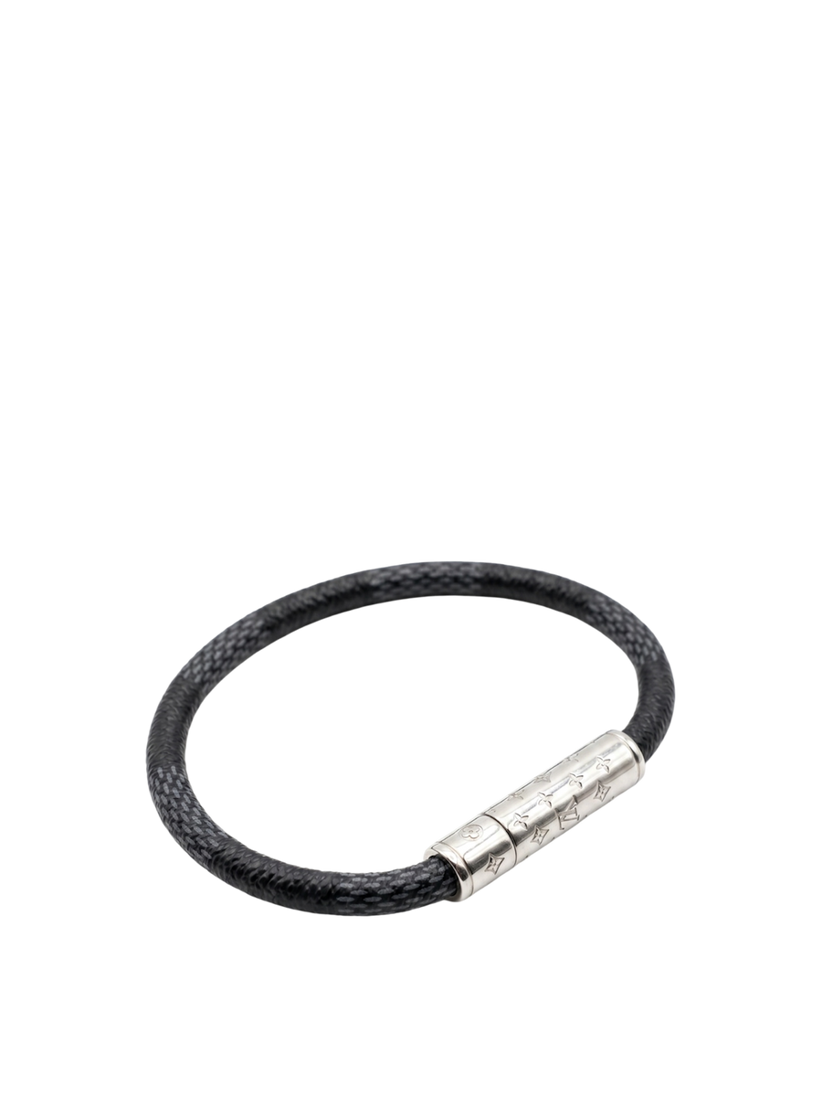Blue and black leather bracelet 