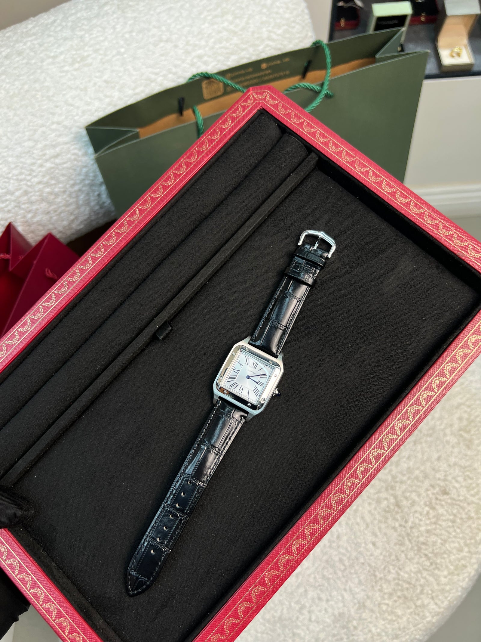 سانتوس دومون ستيل بحزام أسود Santos Dumont Steel Black Strap