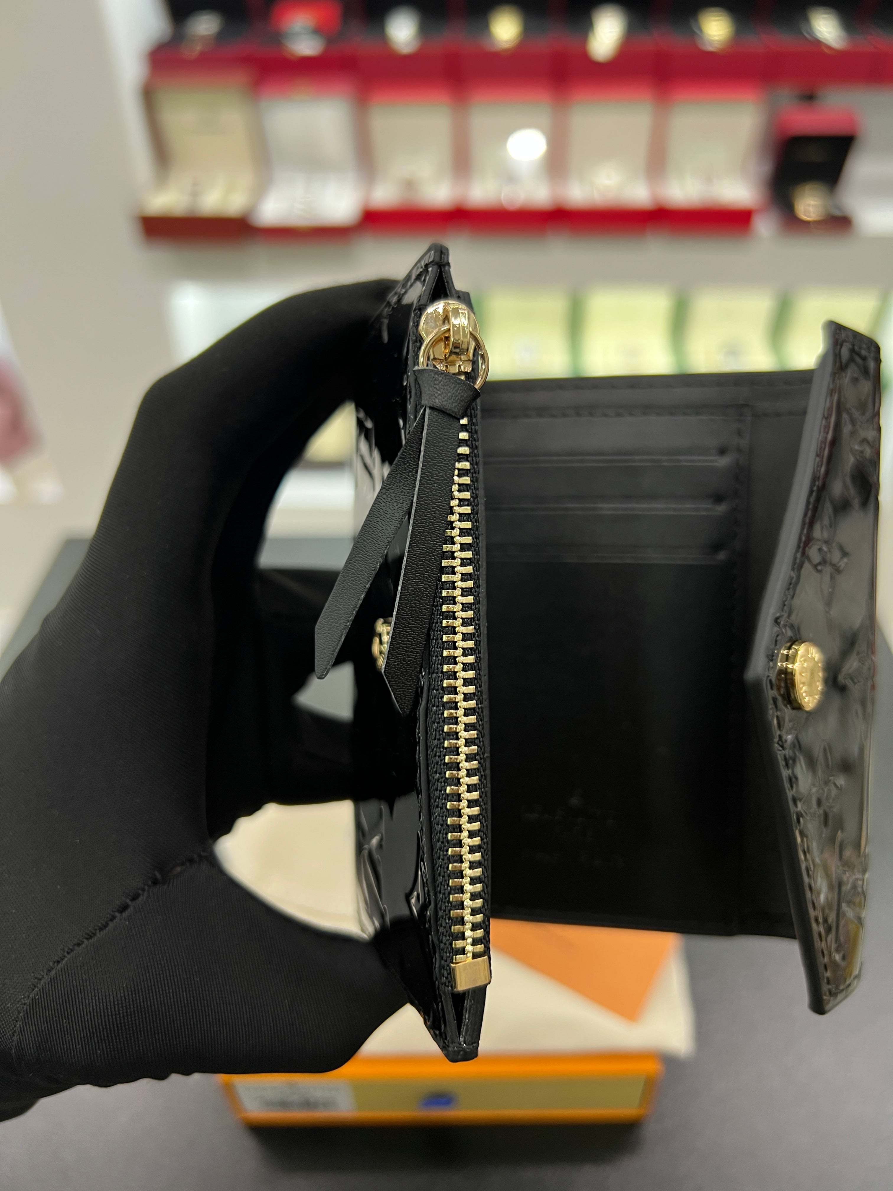 Victorine Wallet – Monogram Vernis (Black)