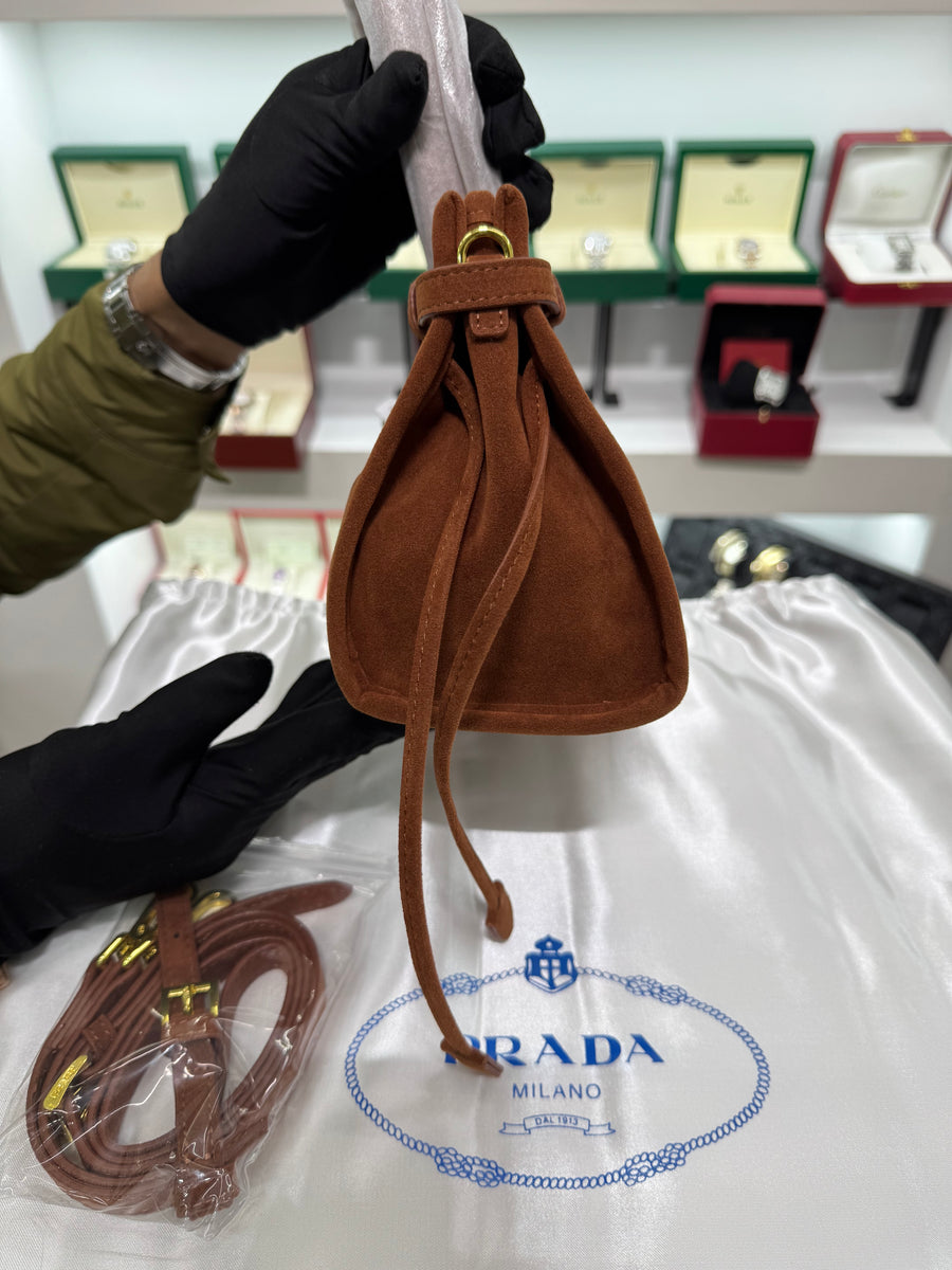 Suede Belted Top-Handle medium Bag