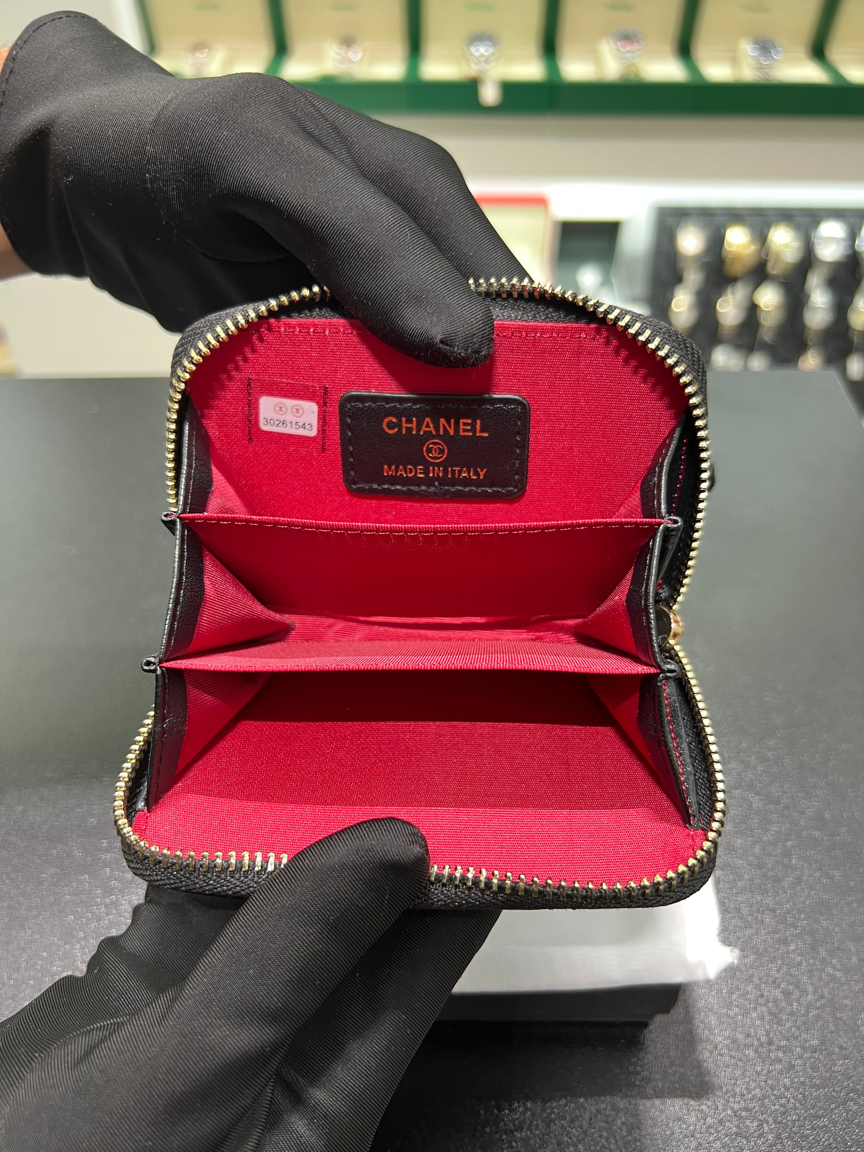 Chanel black leather wallet