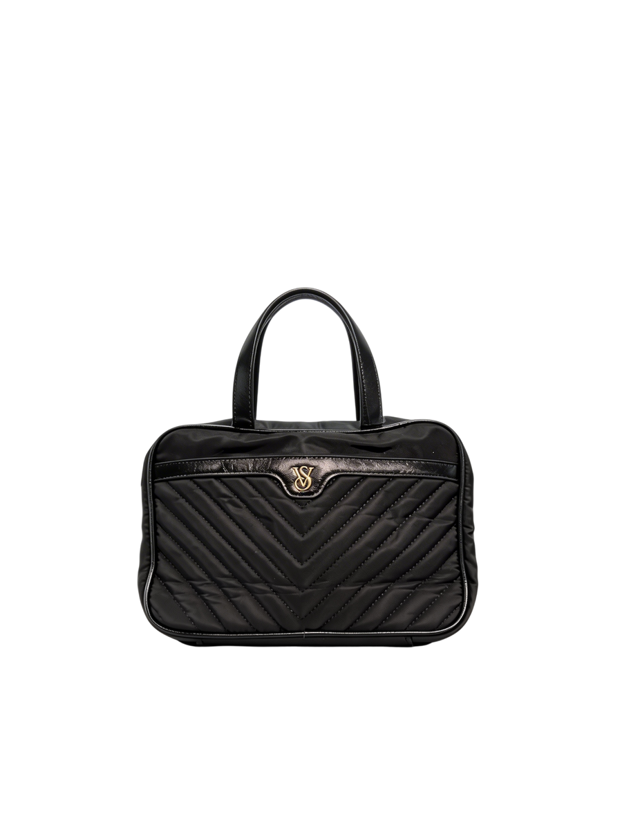 Travel Hanging Makeup Bag – Quilted Black