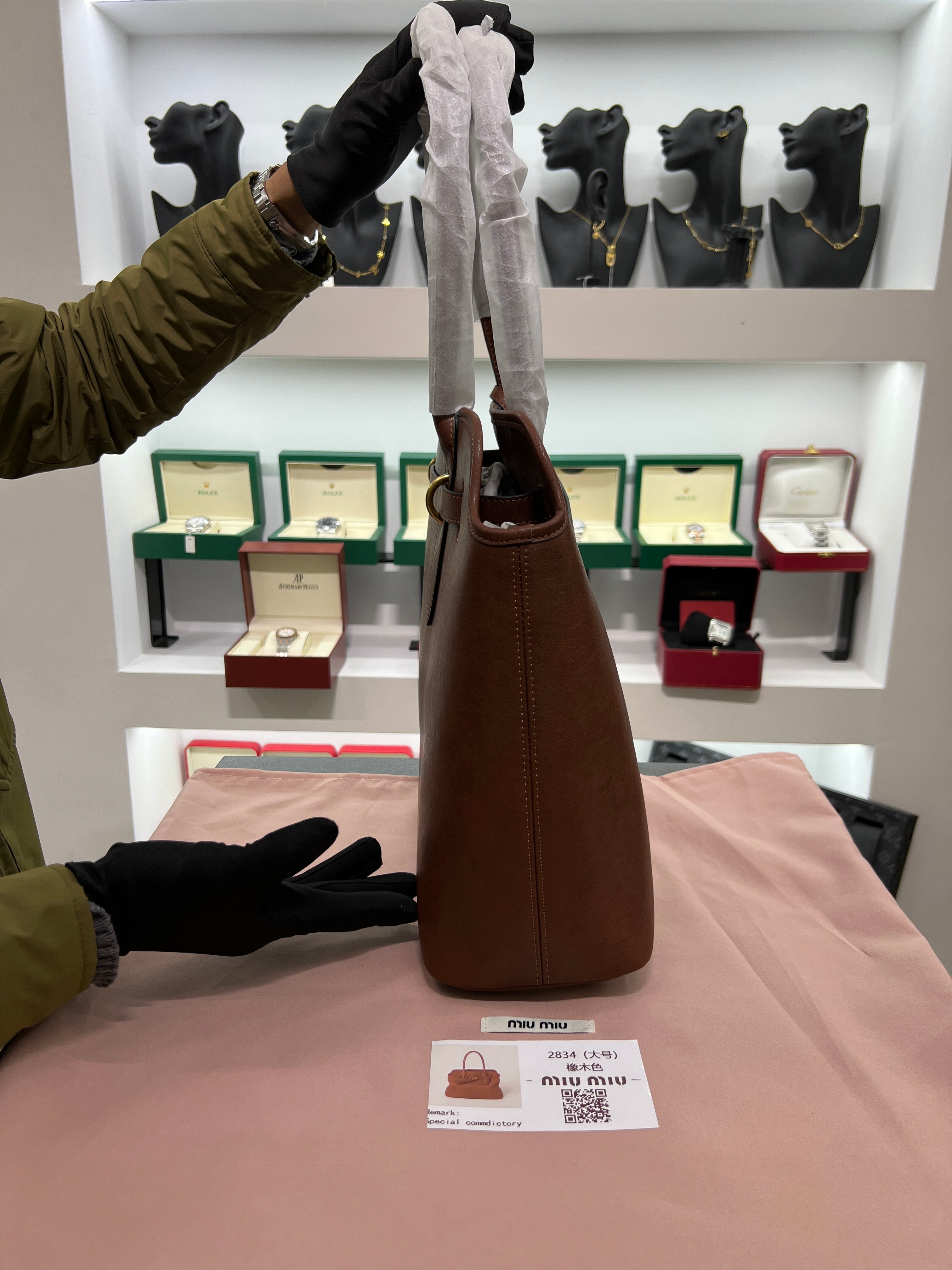 Archive Leather Top-Handle Cognac Brown Bag