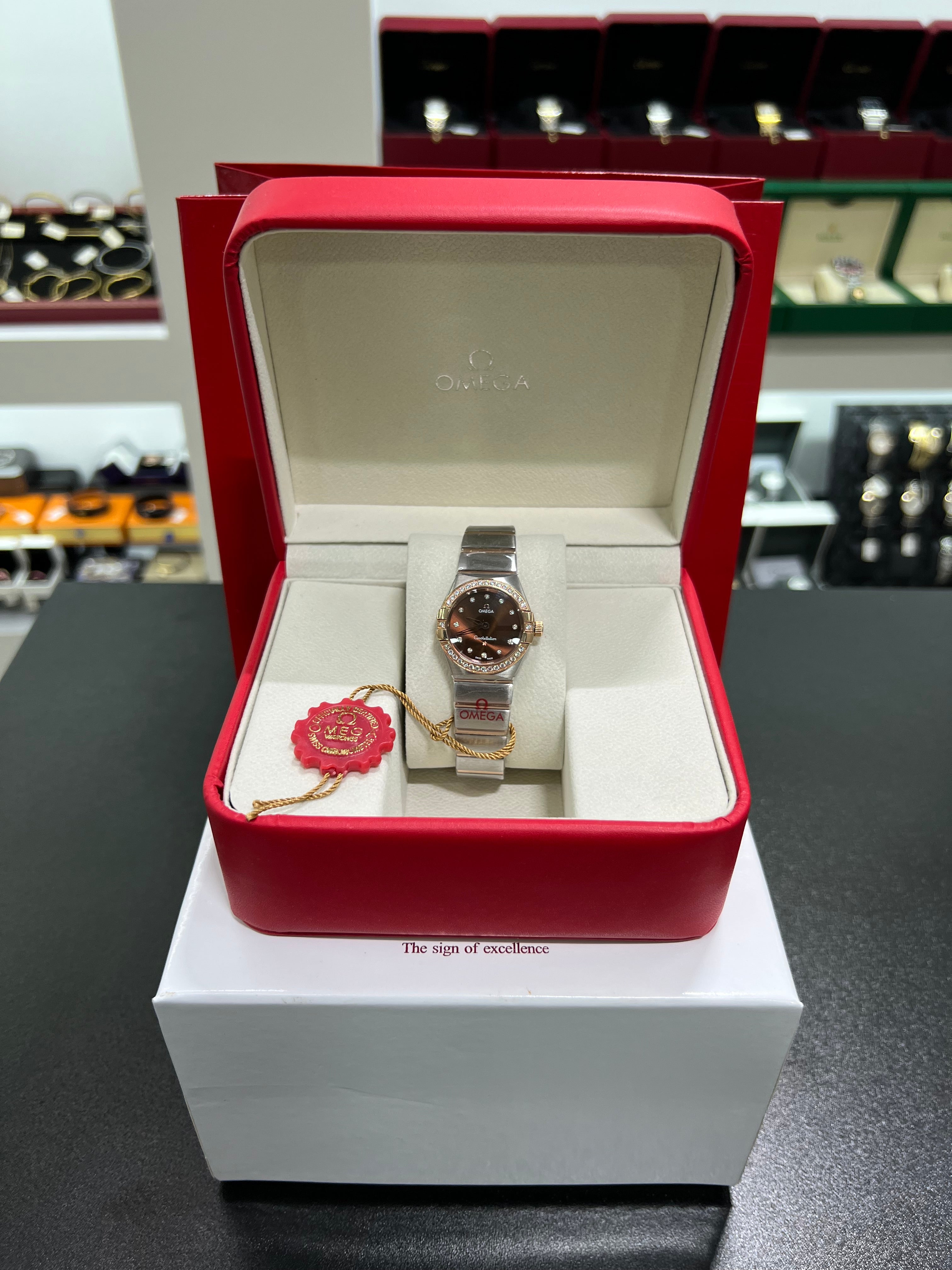 Constellation watch with a shiny honey-colored dial