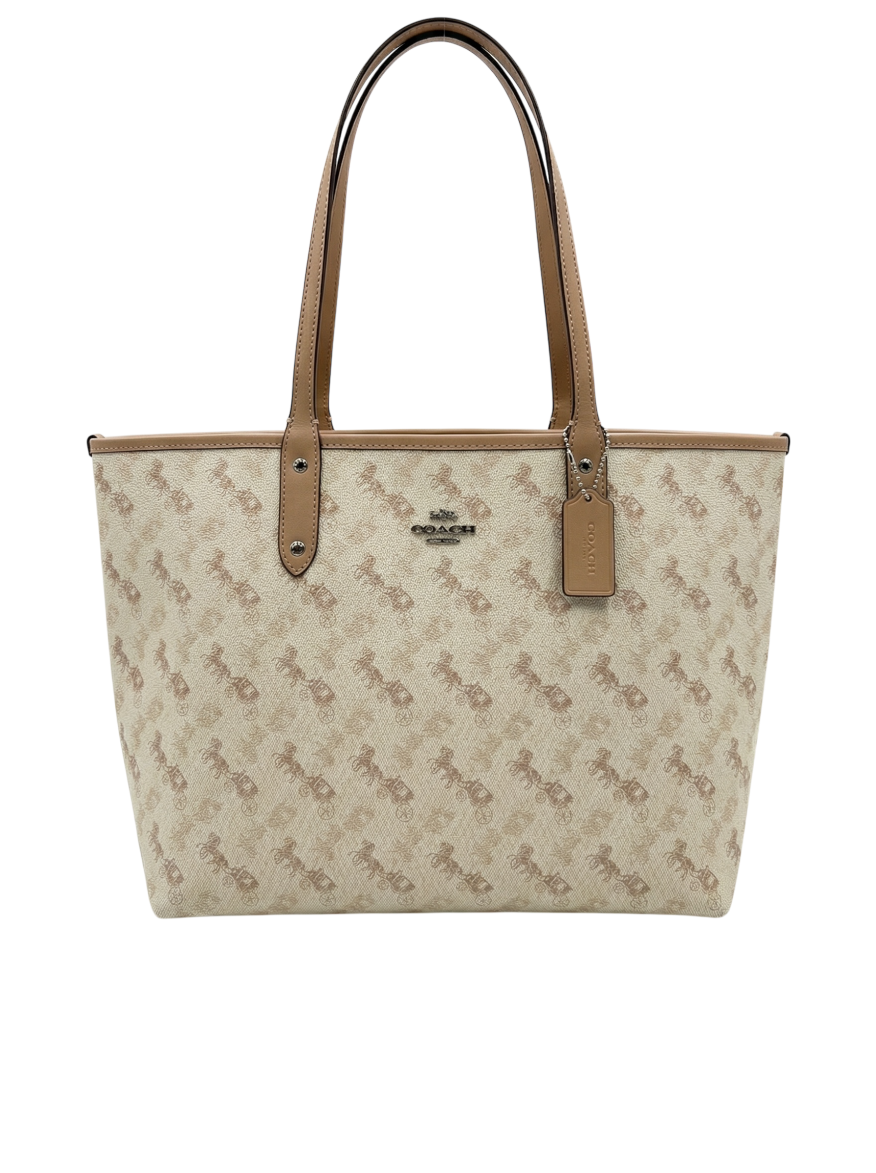 Reversible City Tote with Horse and Carriage Print".