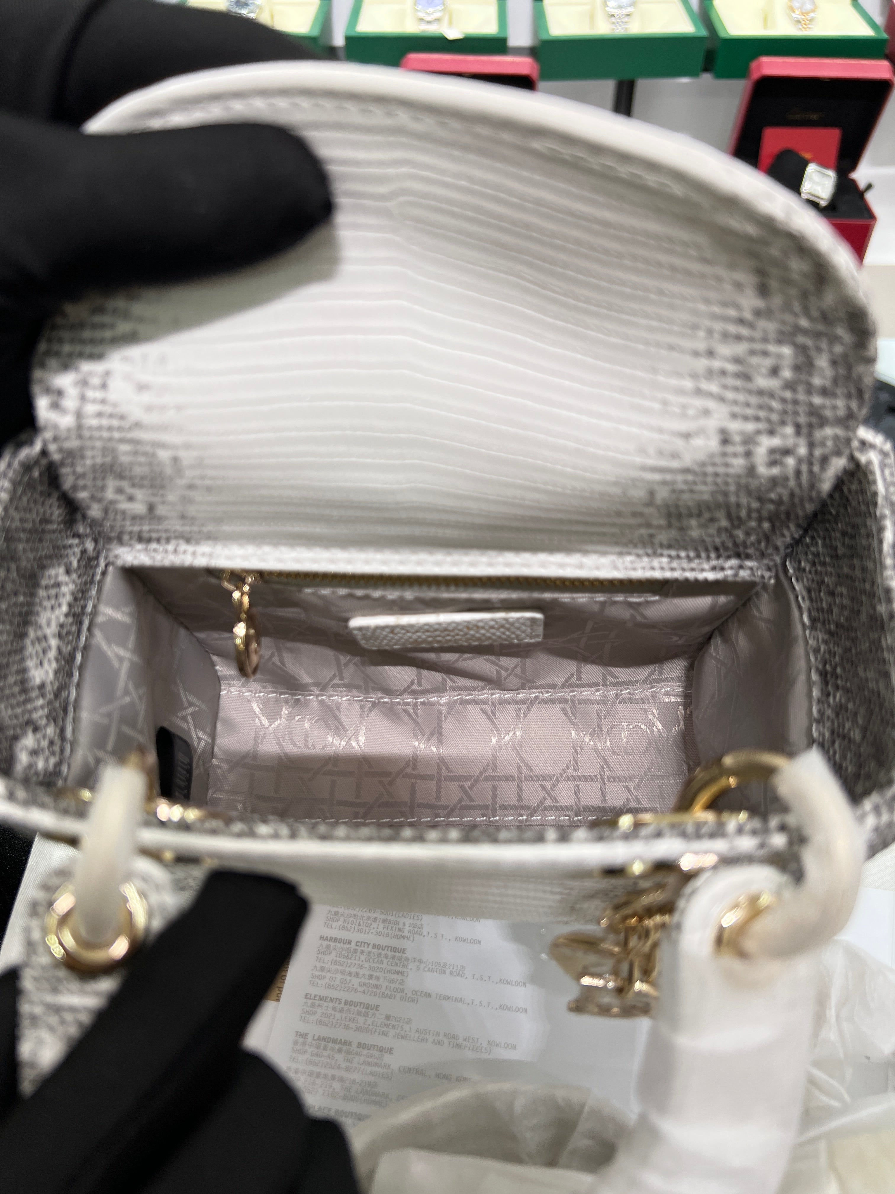 Lady mini Bag in Lizard-Effect Calfskin (Two-Tone)