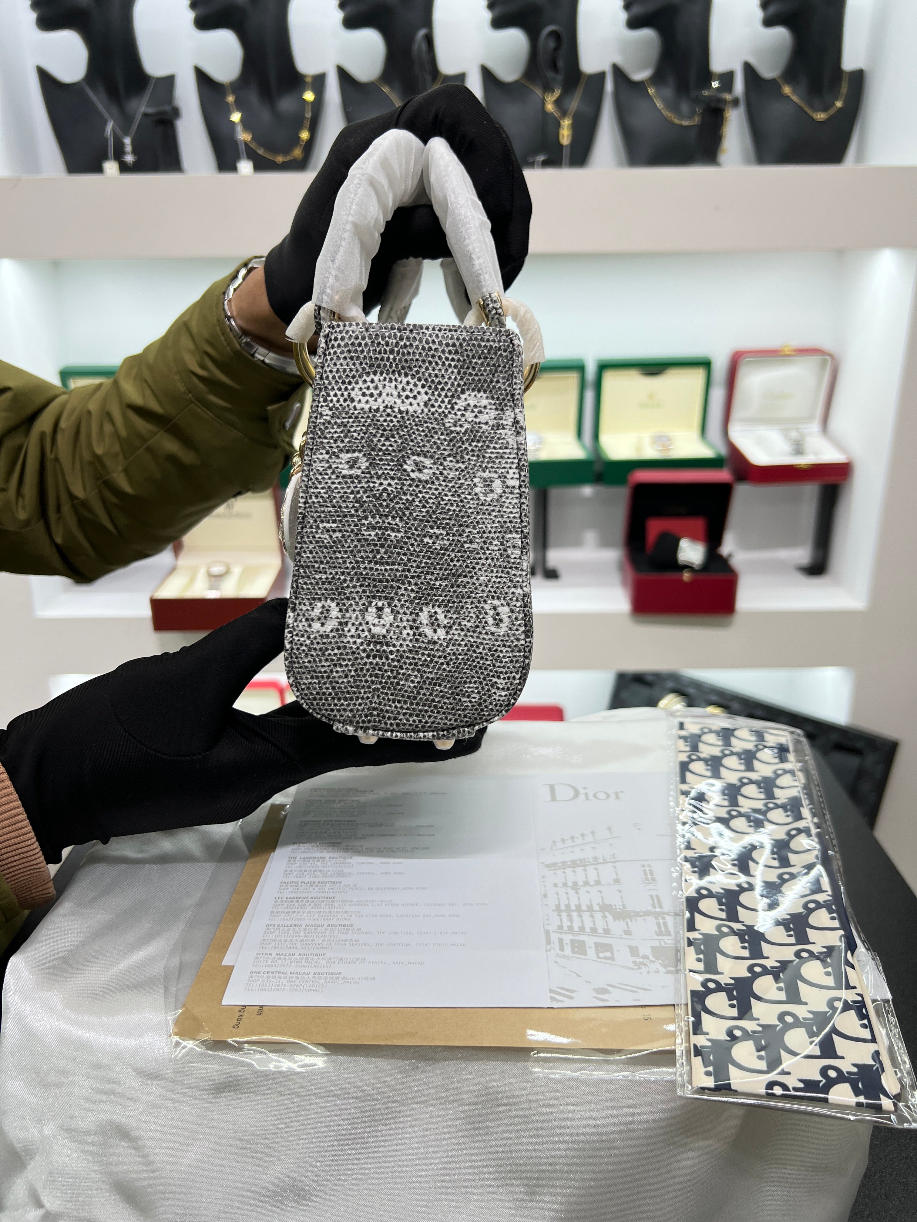 Lady mini Bag in Lizard-Effect Calfskin (Two-Tone)