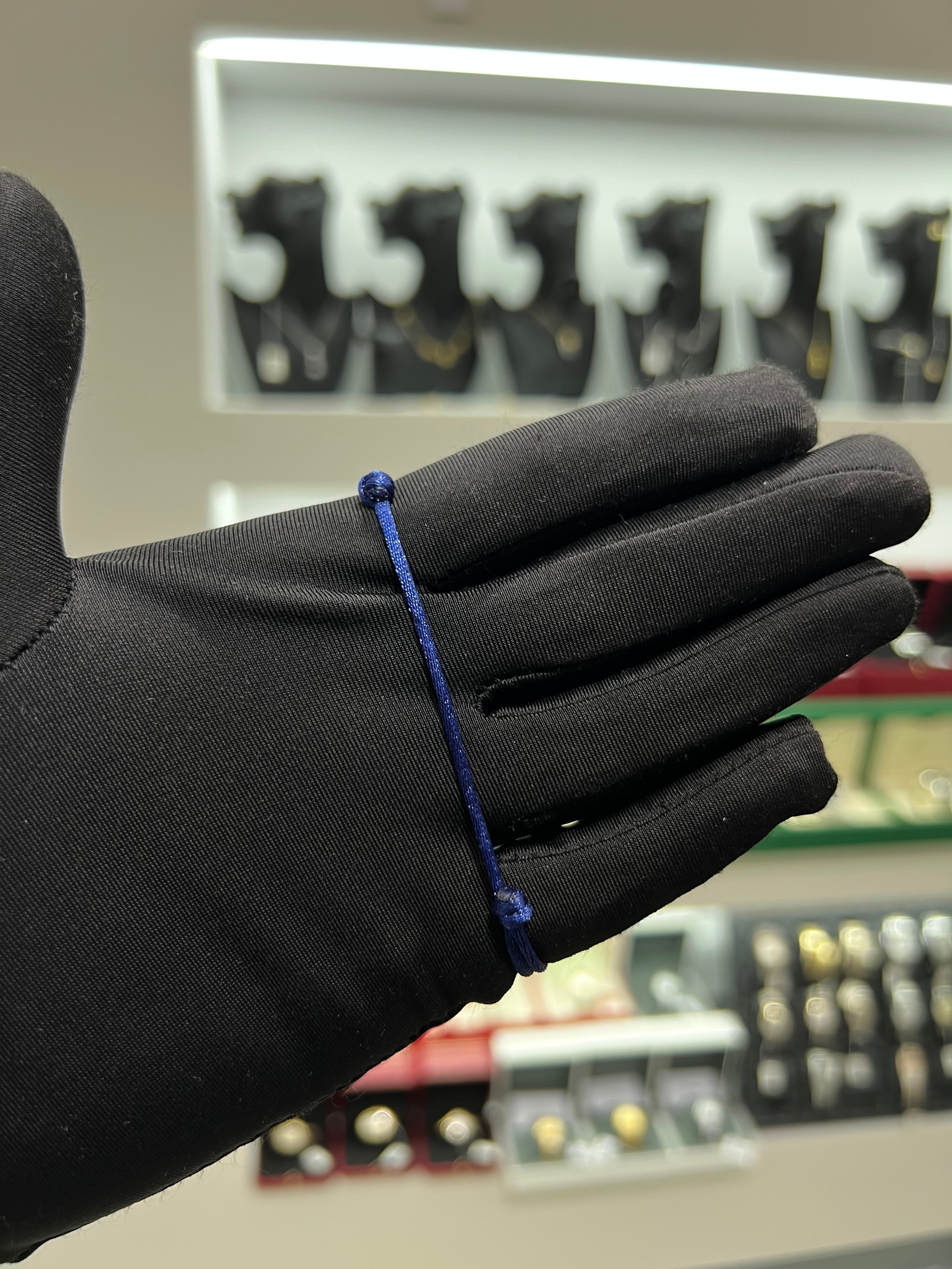 سوار خيط ازرق حلقتين فضي