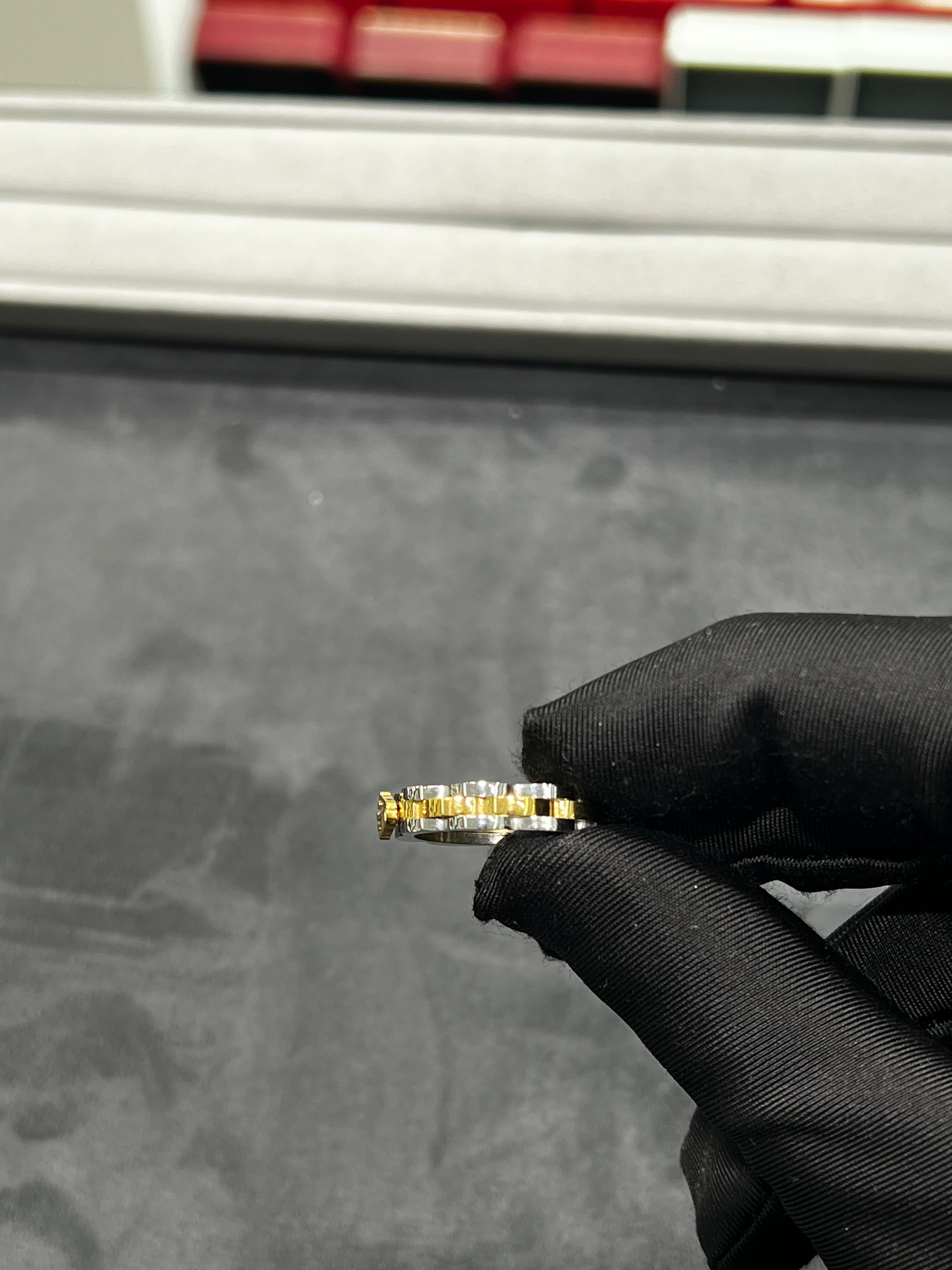 خاتم رولكس رفيع ذهبي بالفضي