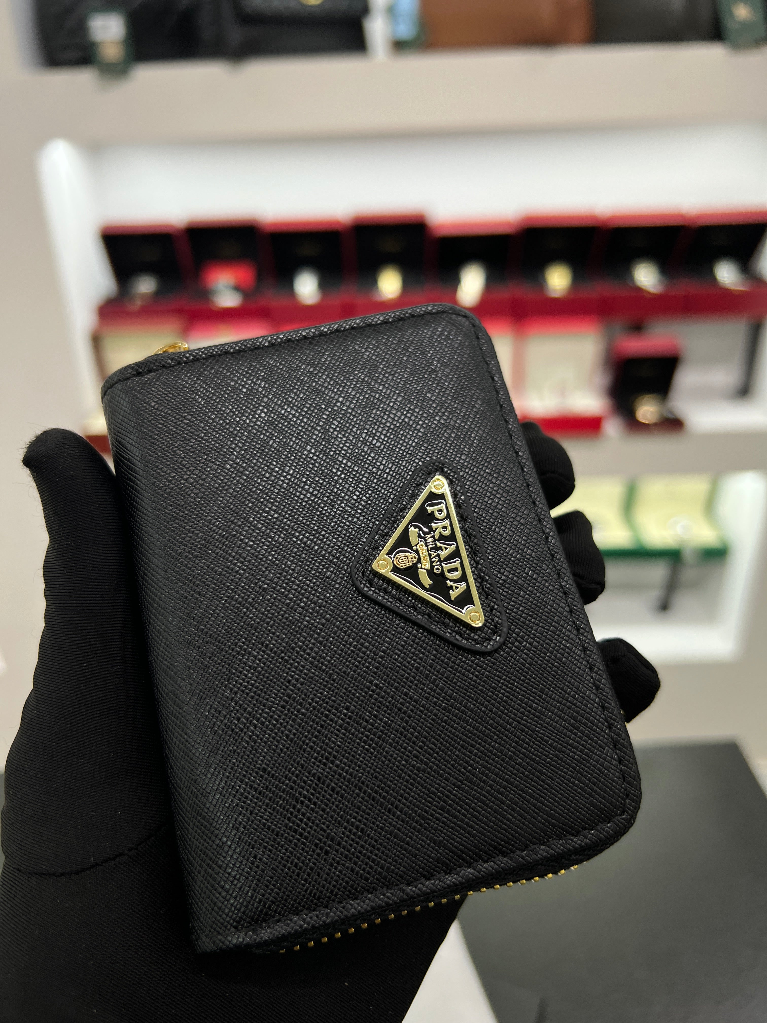 Saffiano Leather Zip Around Wallet