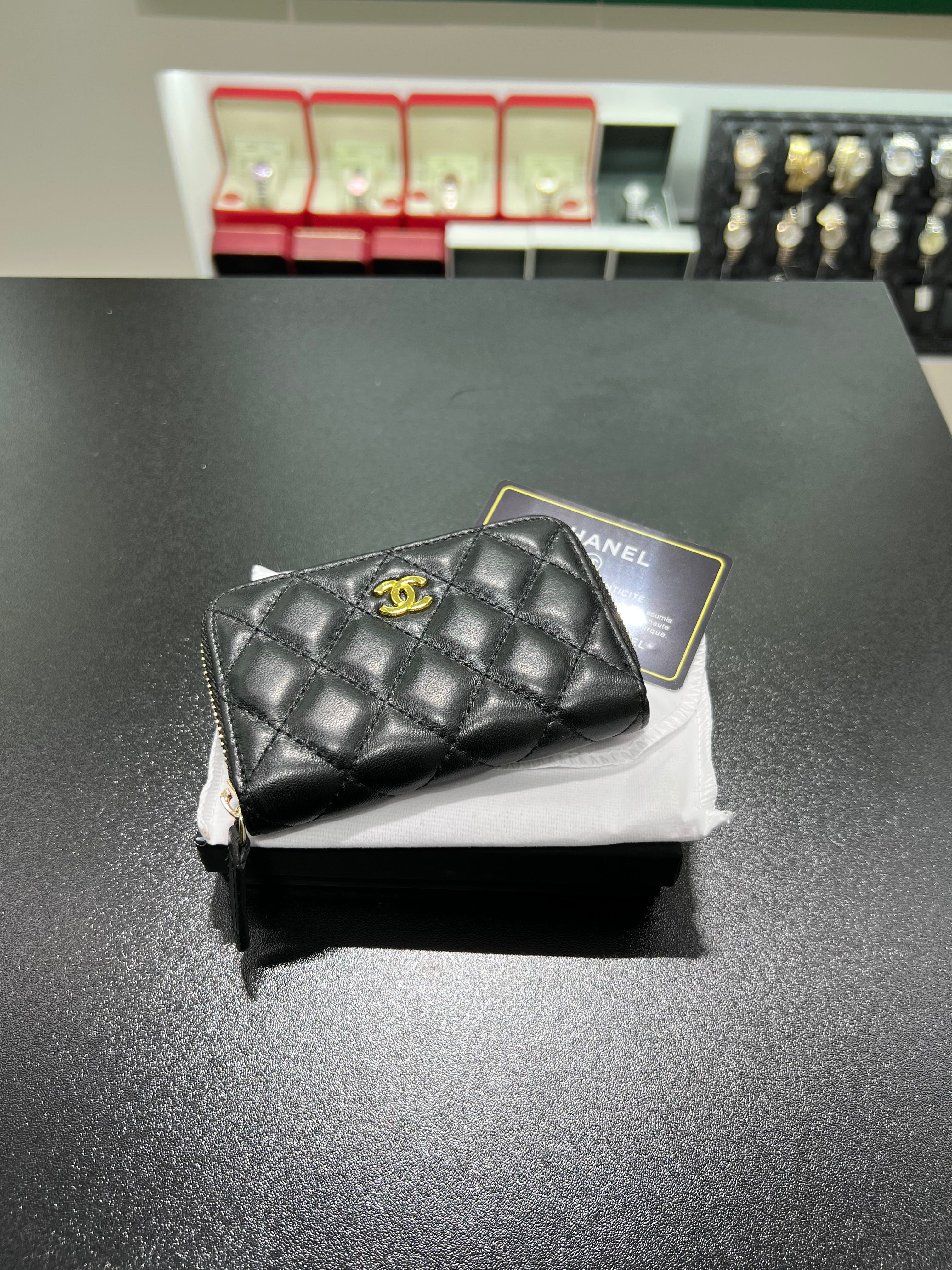 Chanel black leather wallet