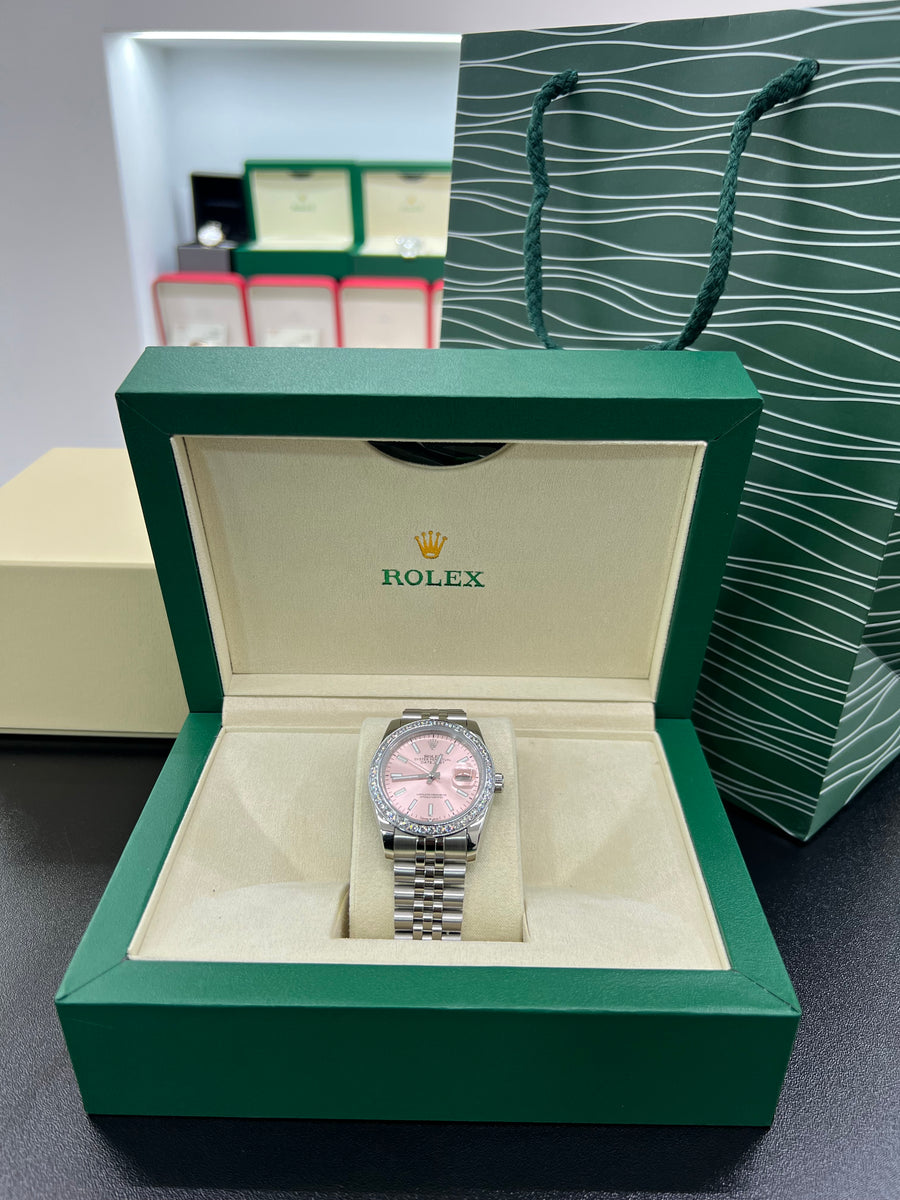 Datejust Pink Dial Diamond Bezel size 36