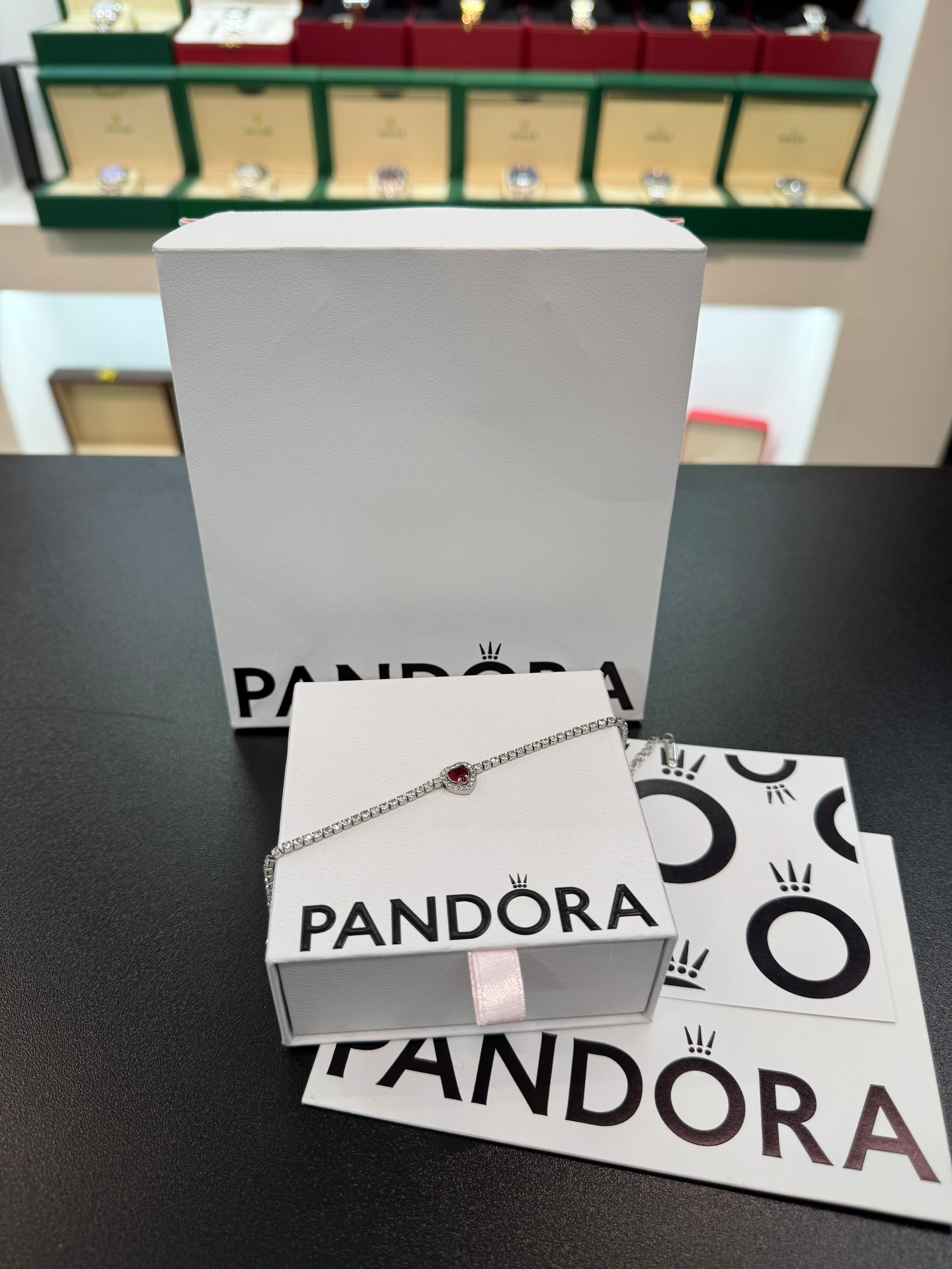 Heart Crystal Tennis Bracelet (red)