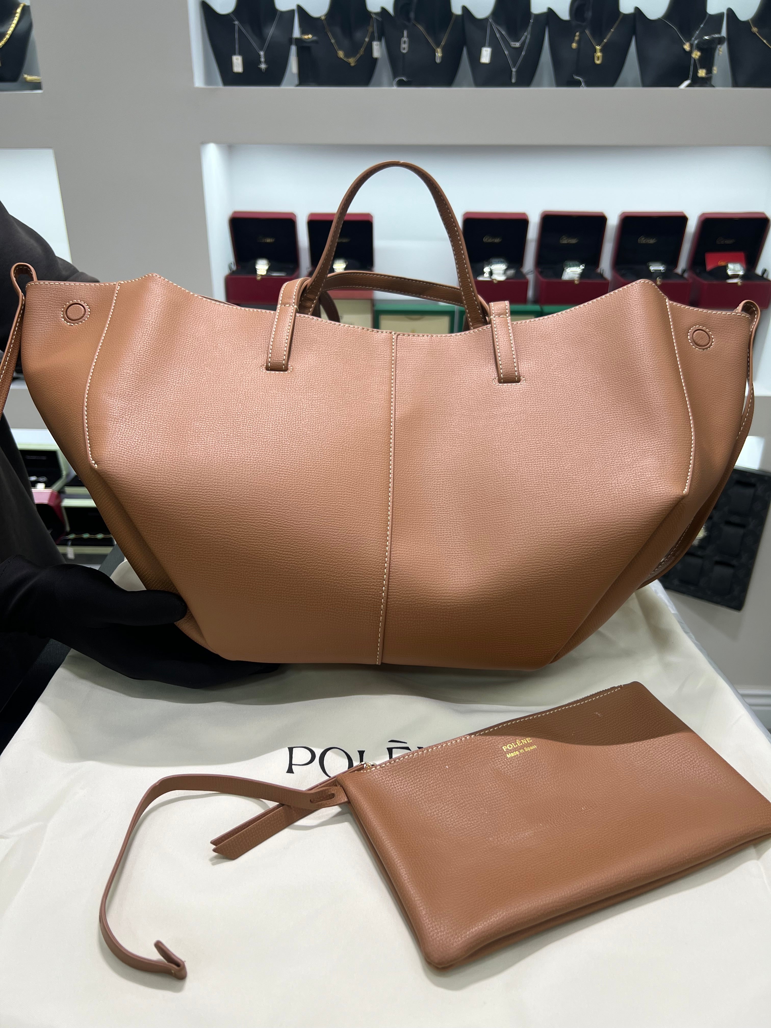 POLĒNĖ CYME BROWN LEATHER LARGE (حجم كبير )