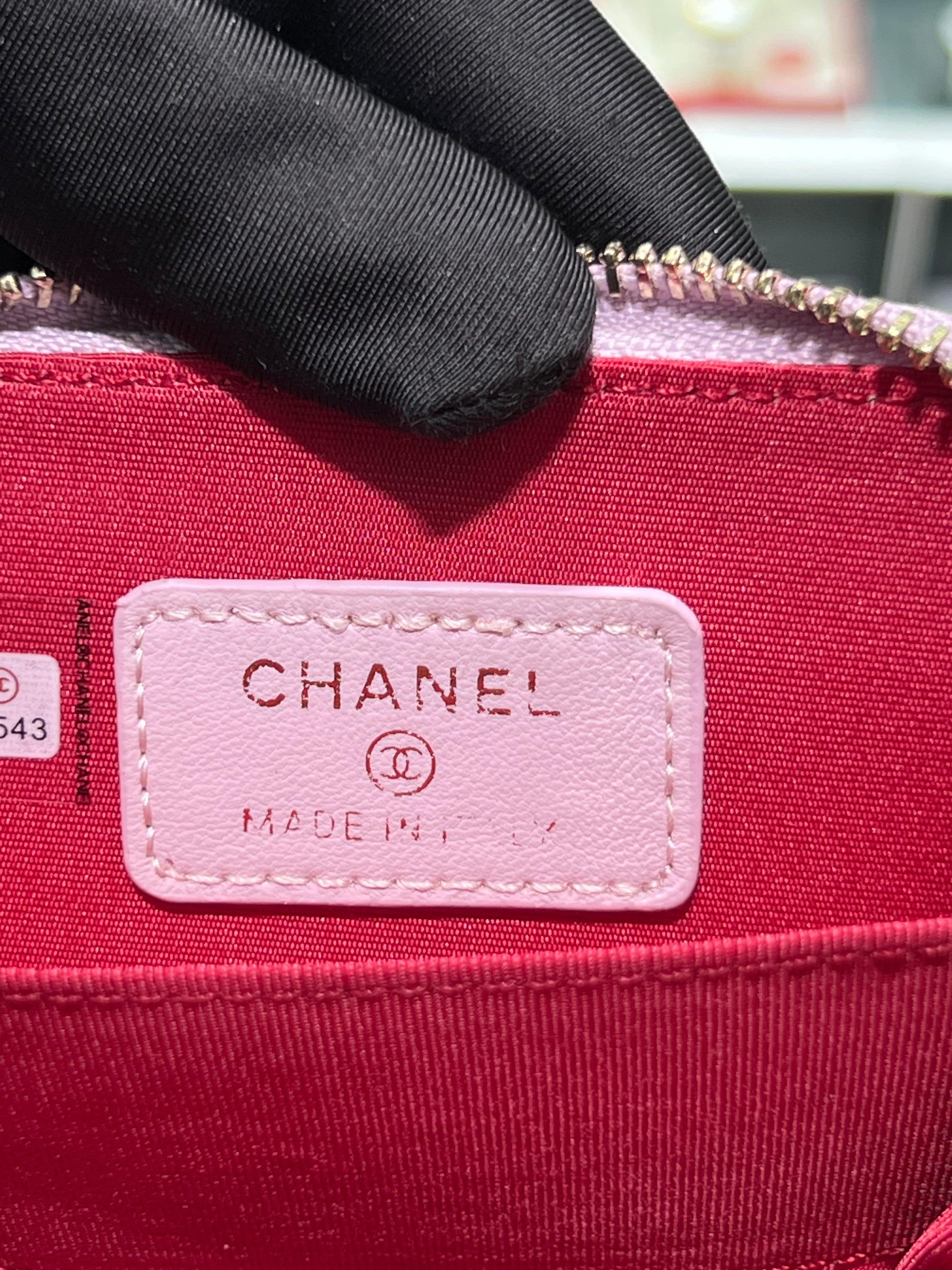 Chanel pink leather wallet