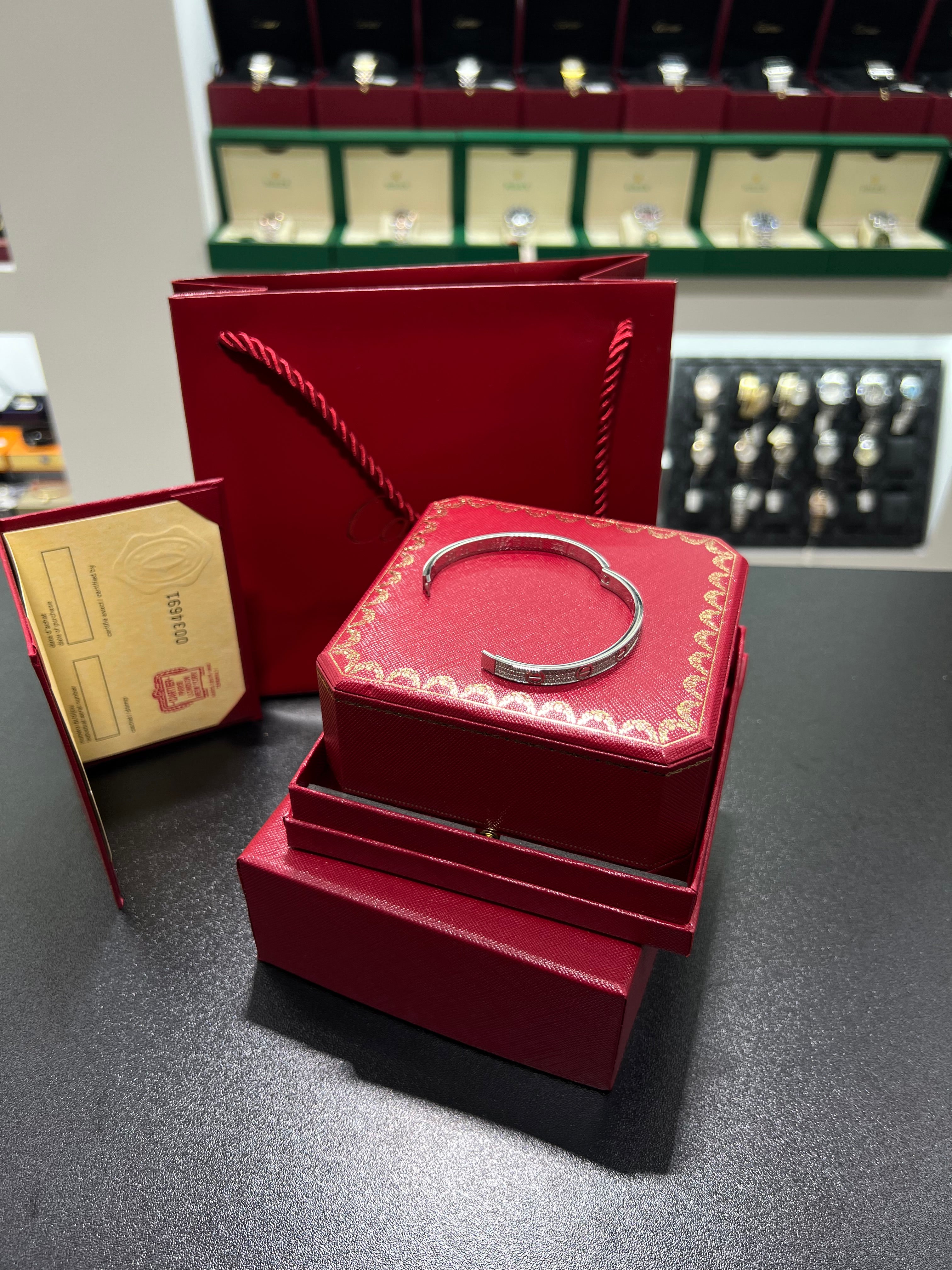 سوار Cartiėr LOVE  دايموند فضي مقاس 16