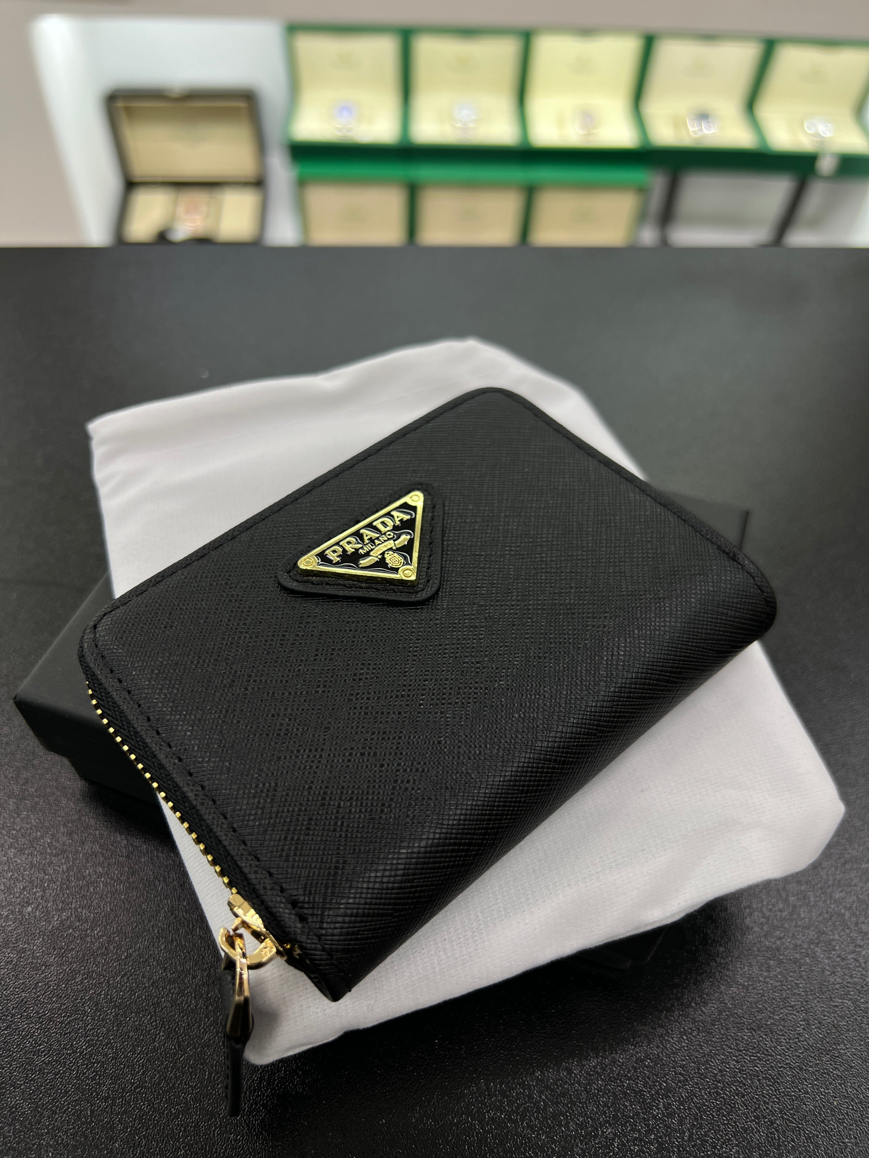 Saffiano Leather Zip Around Wallet