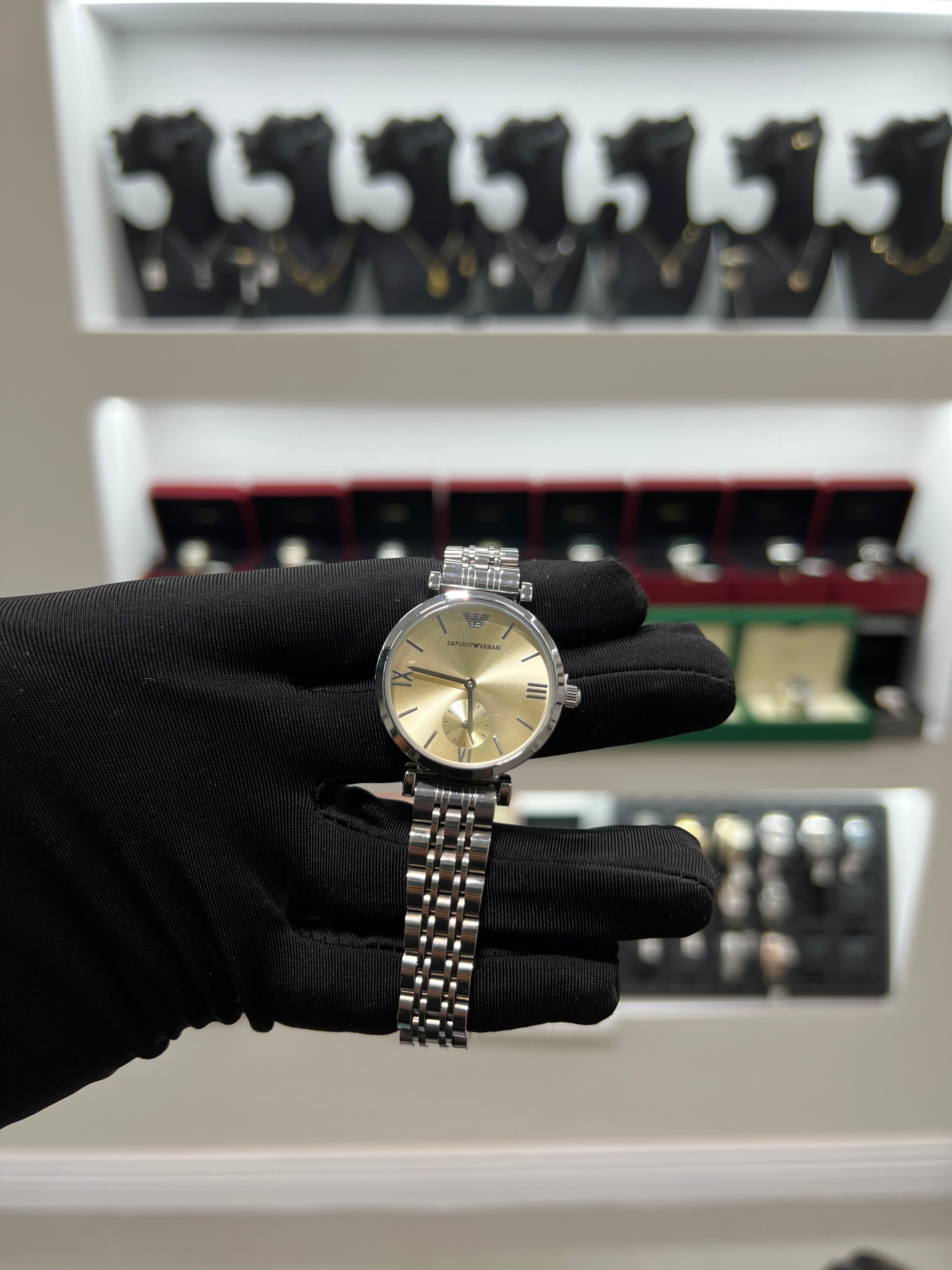 Armanį watch, silver, yellow lens, grade B, من دون علبه جوده رقم 2