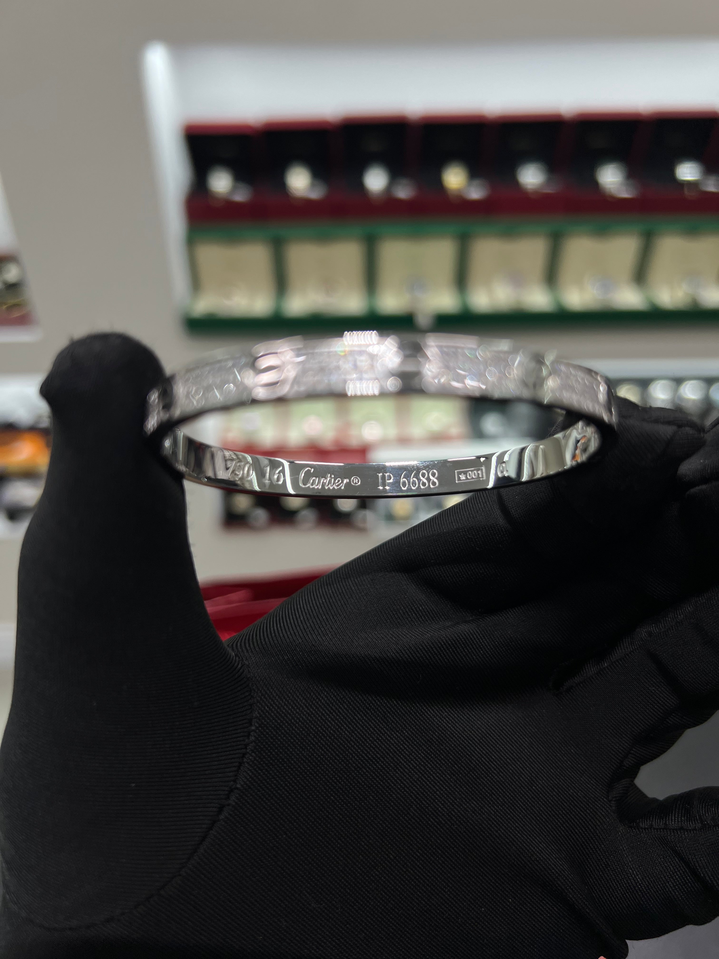 سوار Cartiėr LOVE  دايموند فضي مقاس 16