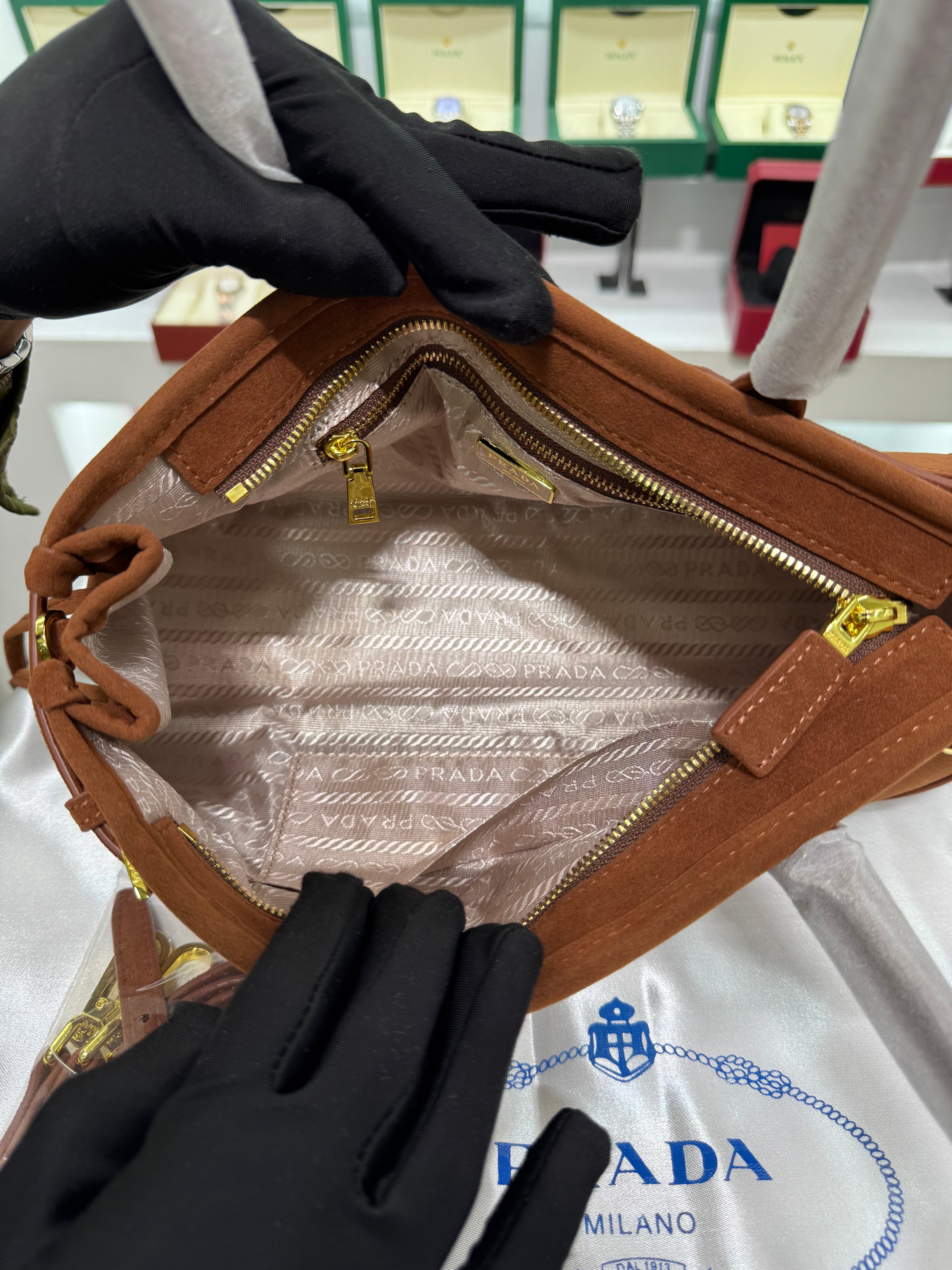 Suede Belted Top-Handle medium Bag