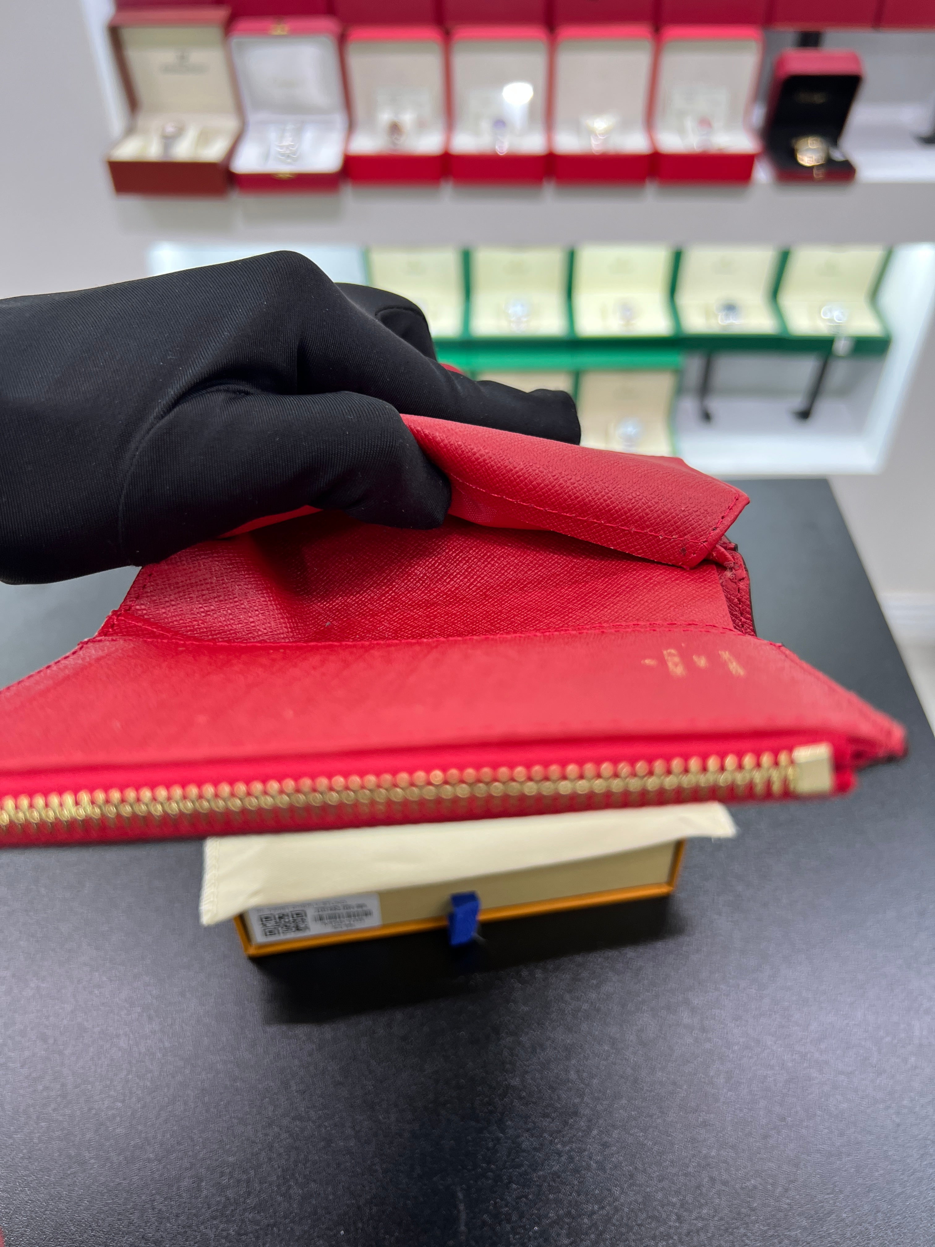 Victorine Wallet – Monogram Canvas with Red Interior