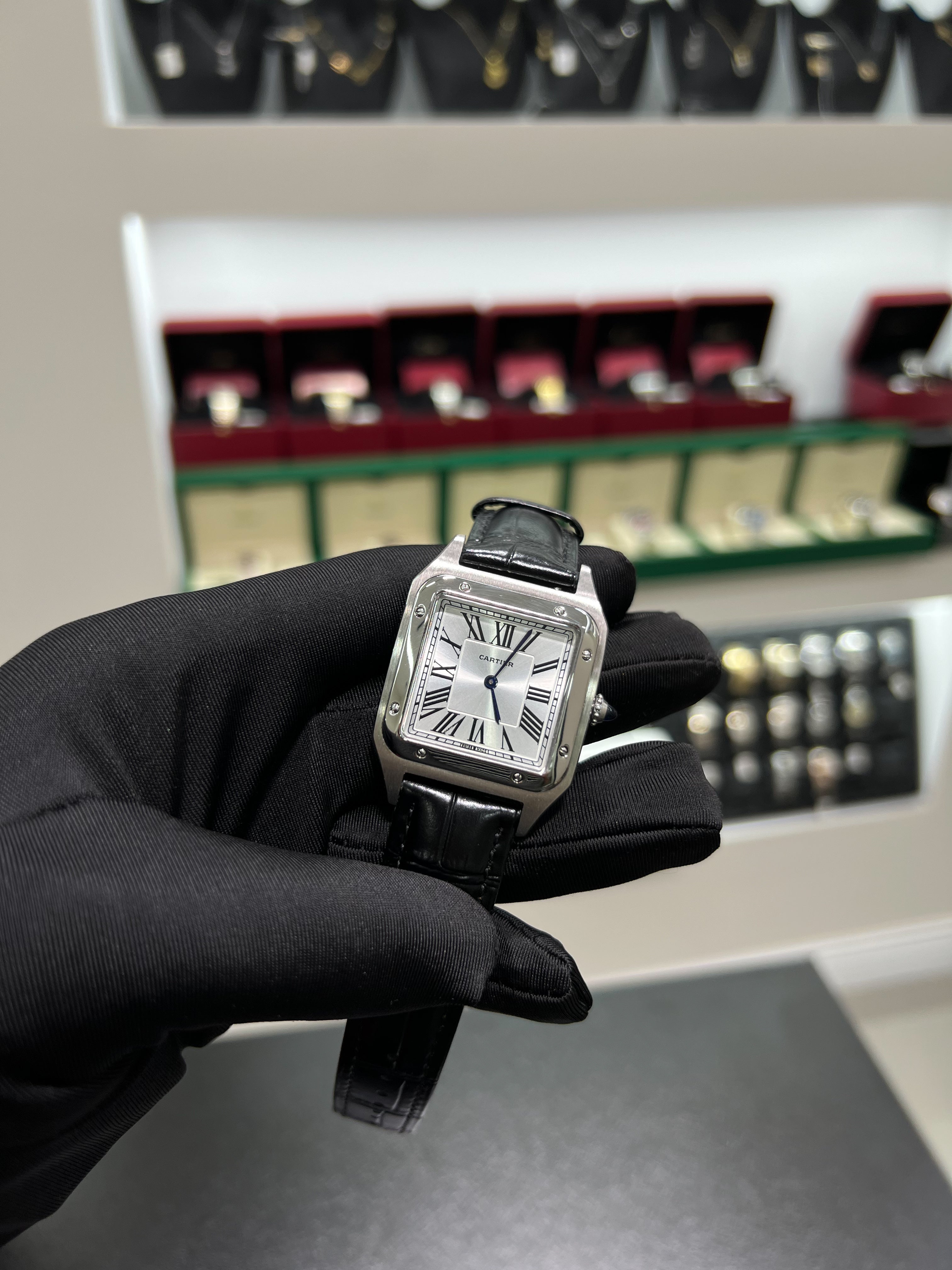 Santos black leather