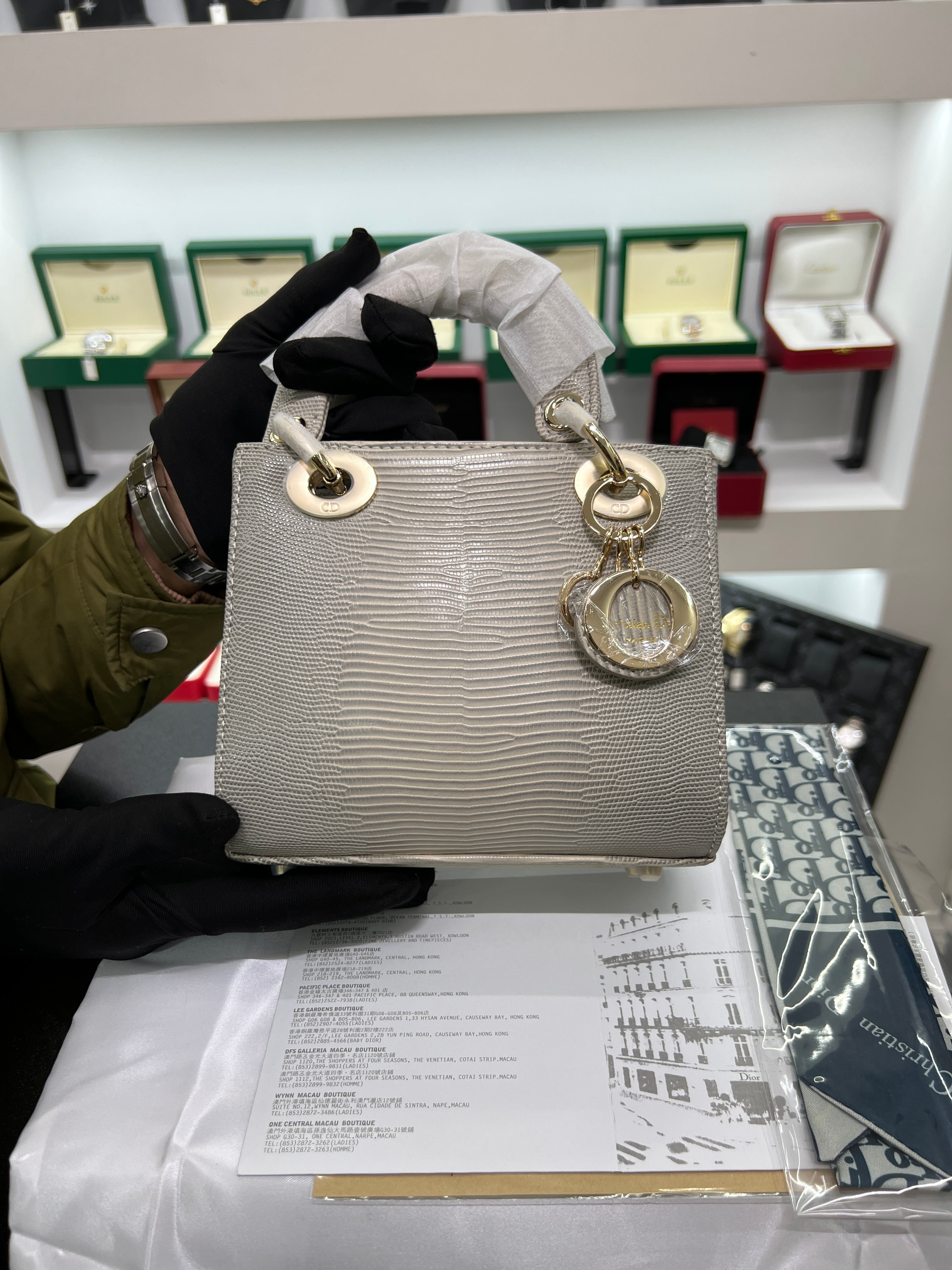 Lady mini Bag in Lizard-Effect Calfskin