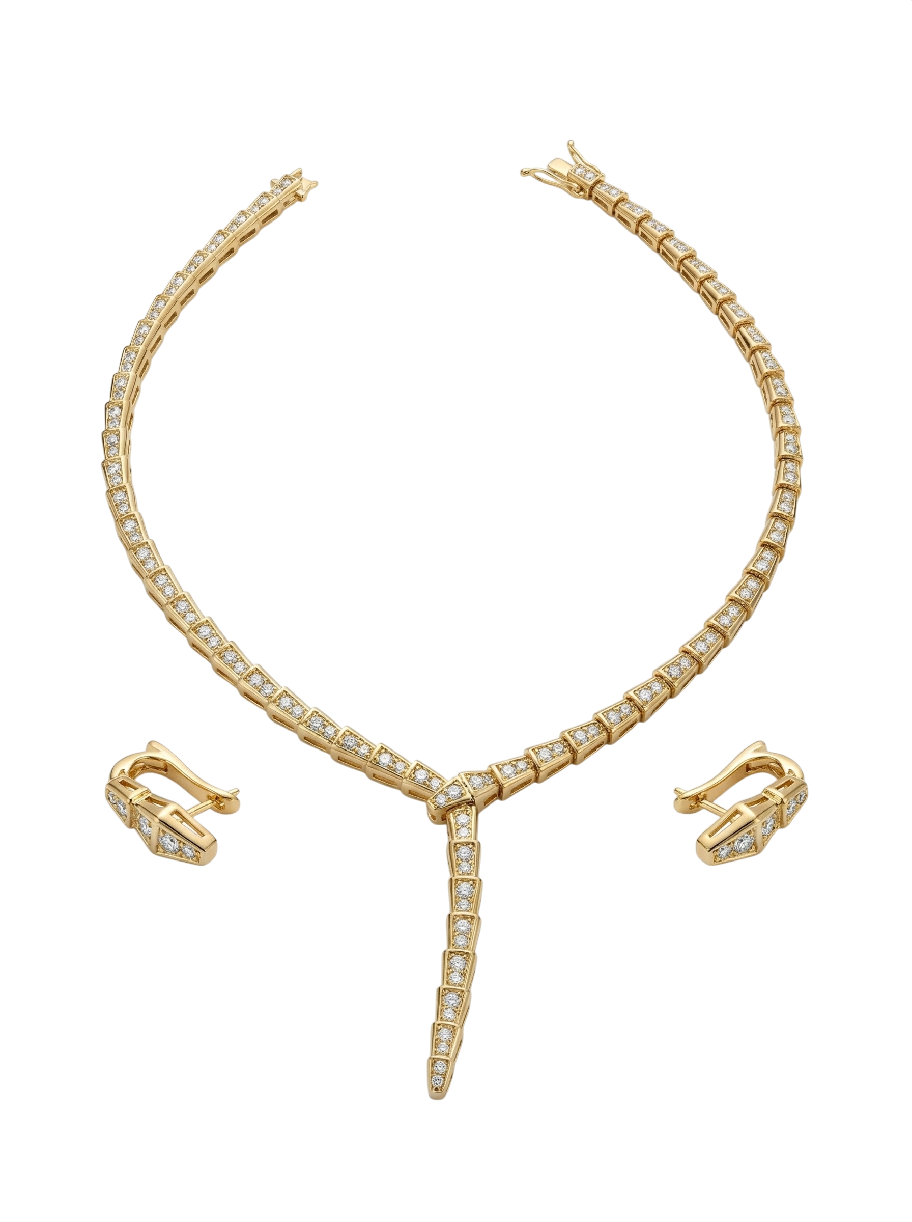 Serpenti-Inspired Drop Necklace Set studded