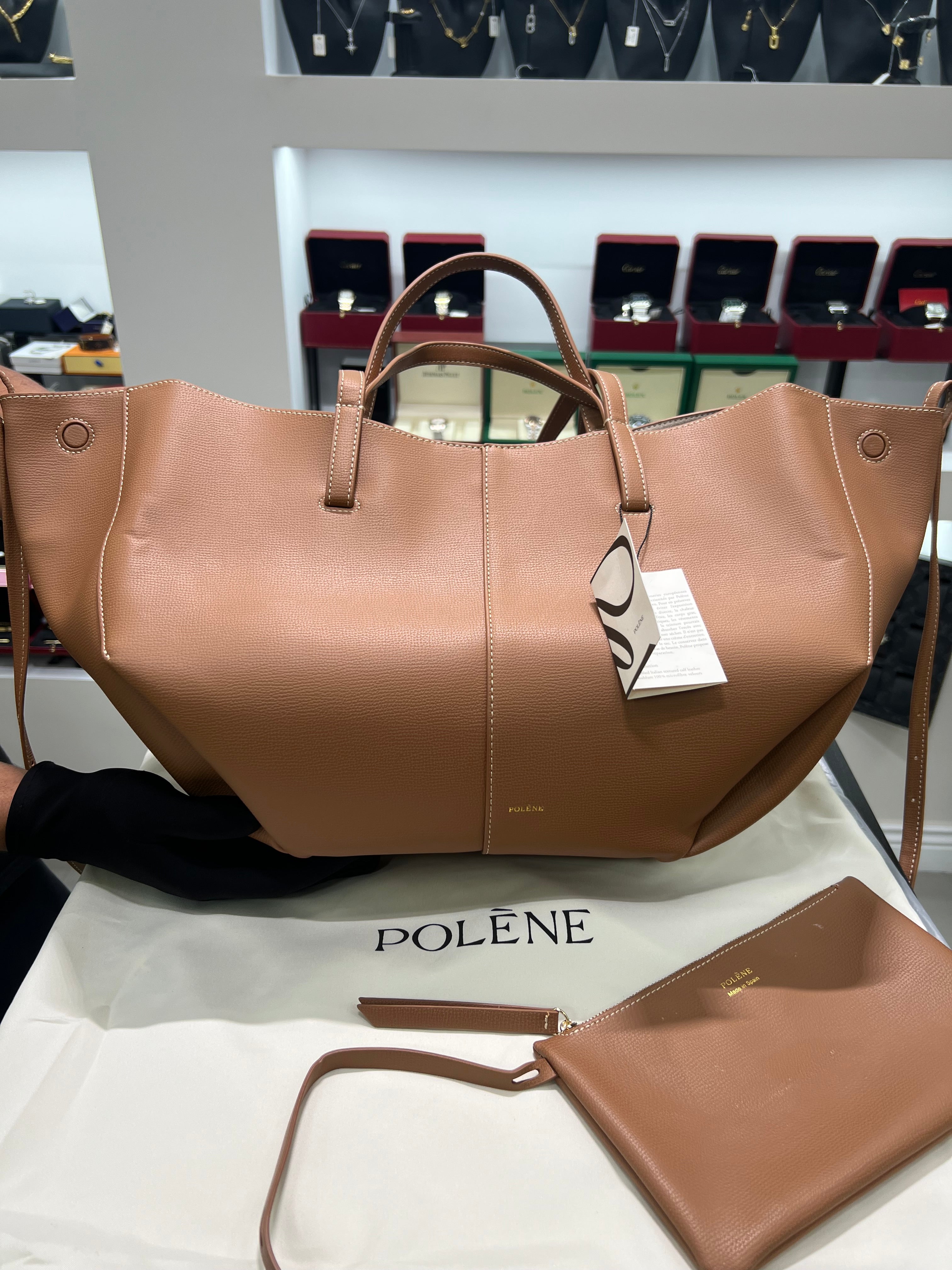 POLĒNĖ CYME BROWN LEATHER LARGE (حجم كبير )
