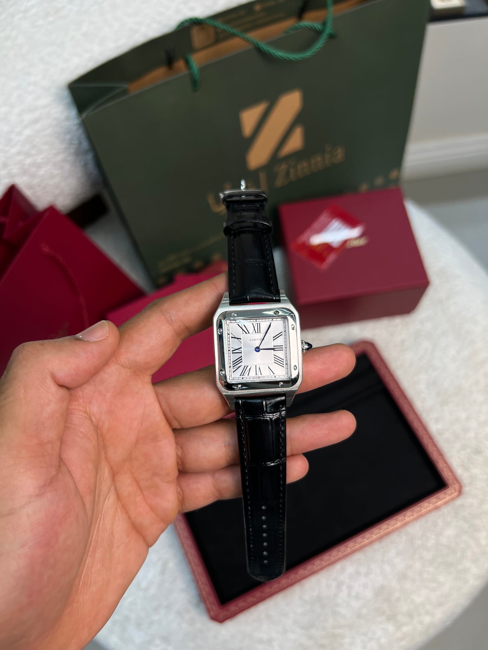 سانتوس دومون ستيل بحزام أسود Santos Dumont Steel Black Strap