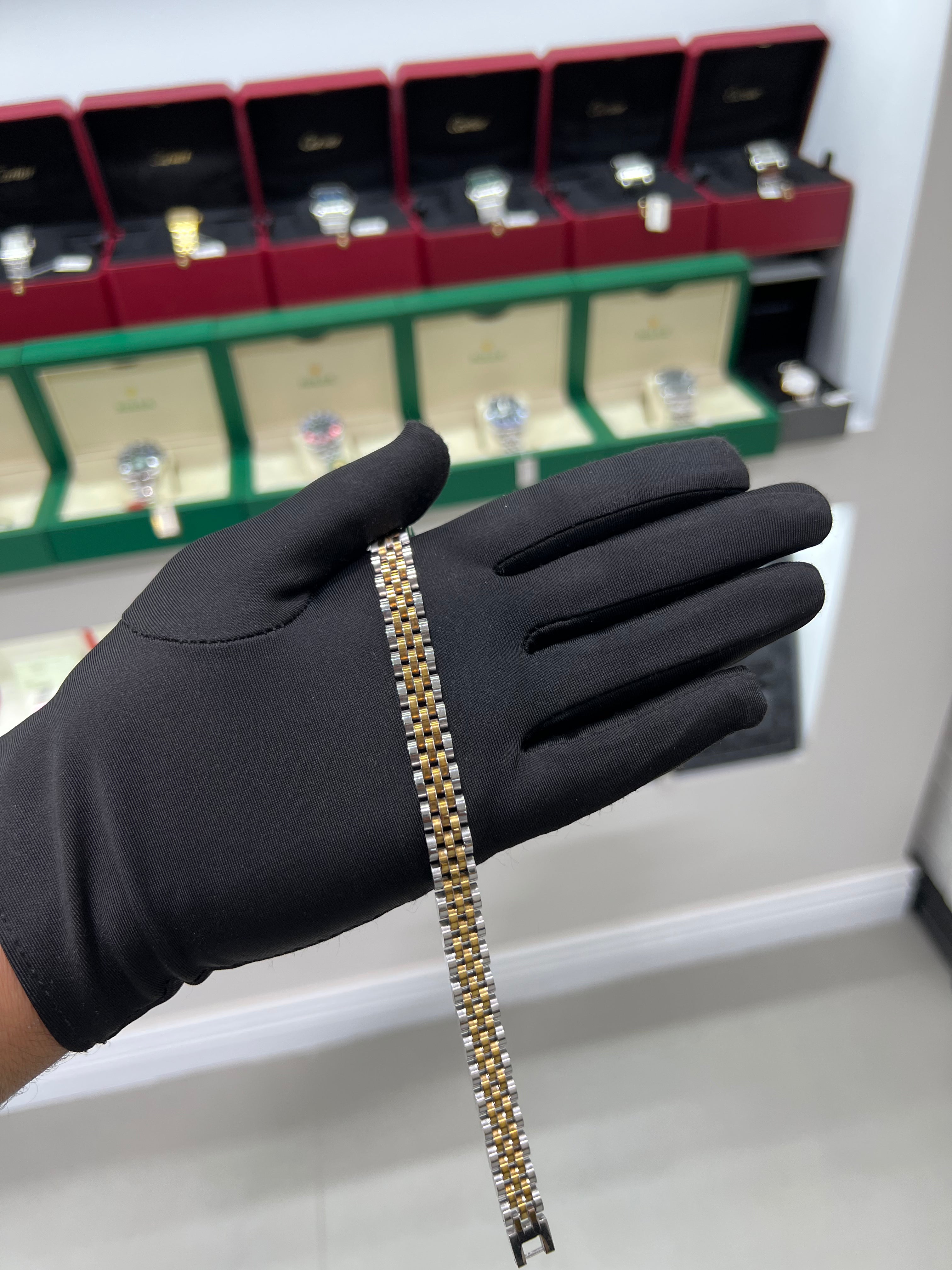 سوار رولكس عريض مطعم بلونين