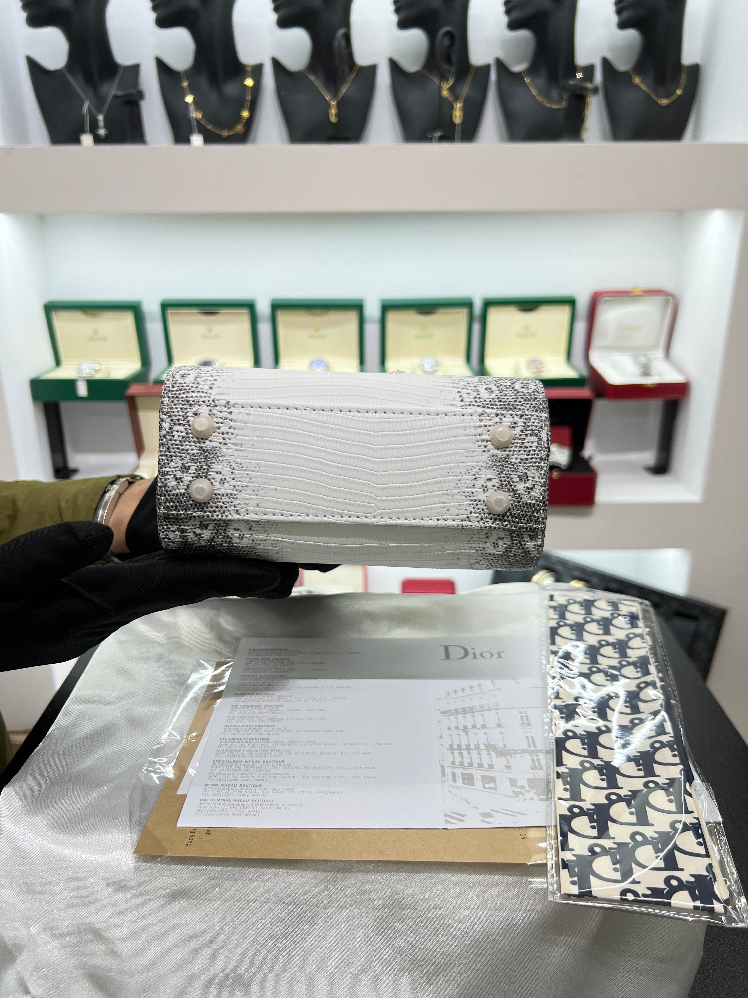 Lady mini Bag in Lizard-Effect Calfskin (Two-Tone)